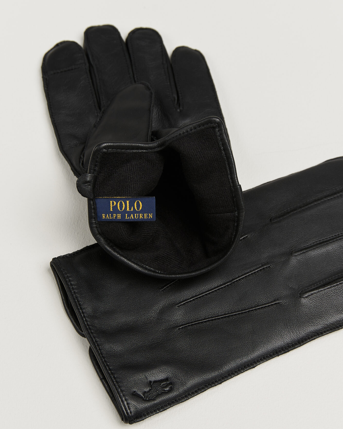 Polo Ralph Lauren Water-Repellent Leather Gloves Black at