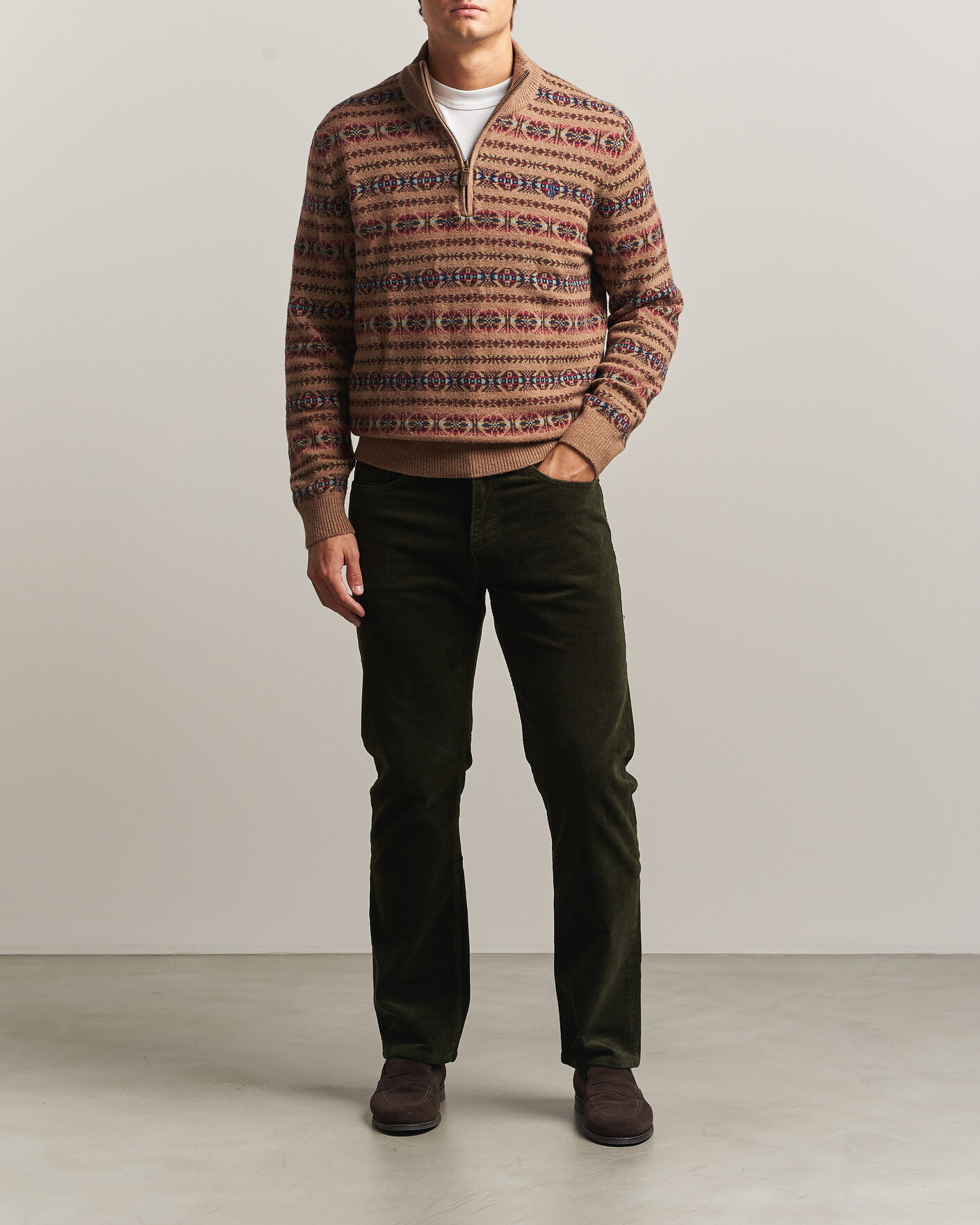 Men | Trousers | Polo Ralph Lauren | Stretch Corduroy Straight Fit Pants Estate Olive