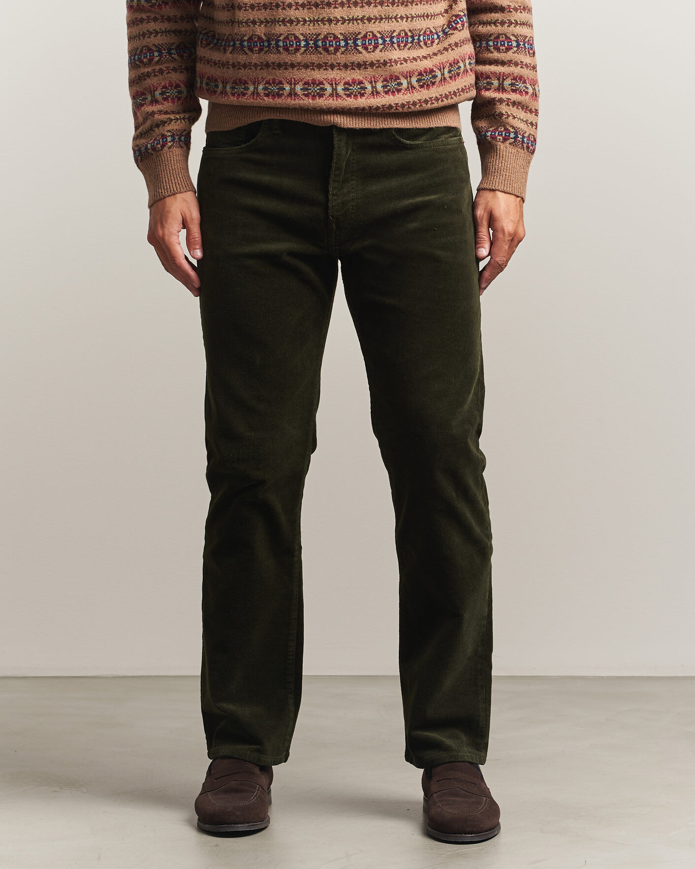 Men | Trousers | Polo Ralph Lauren | Stretch Corduroy Straight Fit Pants Estate Olive