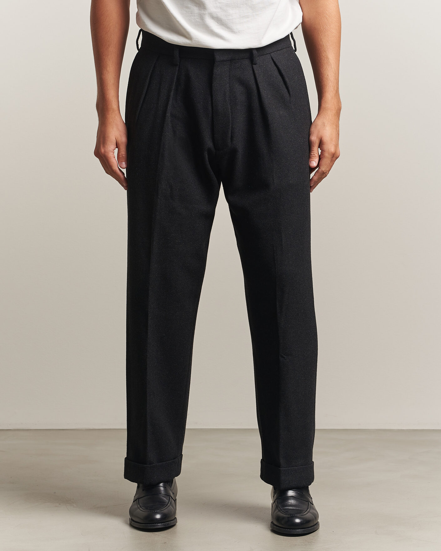 Men | Trousers | Polo Ralph Lauren | Flanell Blend Straight Fit Pants Dark Grey