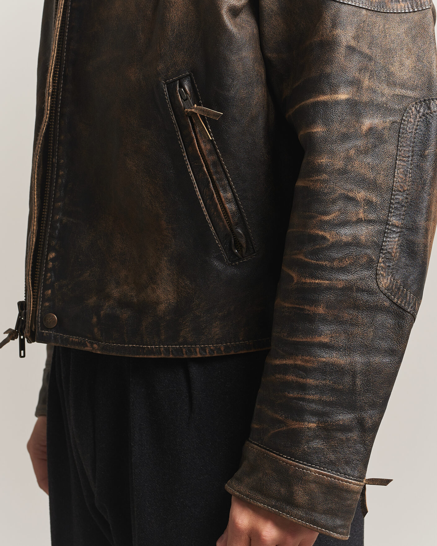 Men | Coats & Jackets | Polo Ralph Lauren | Leather Bomber Jacket Brown/Black Amber