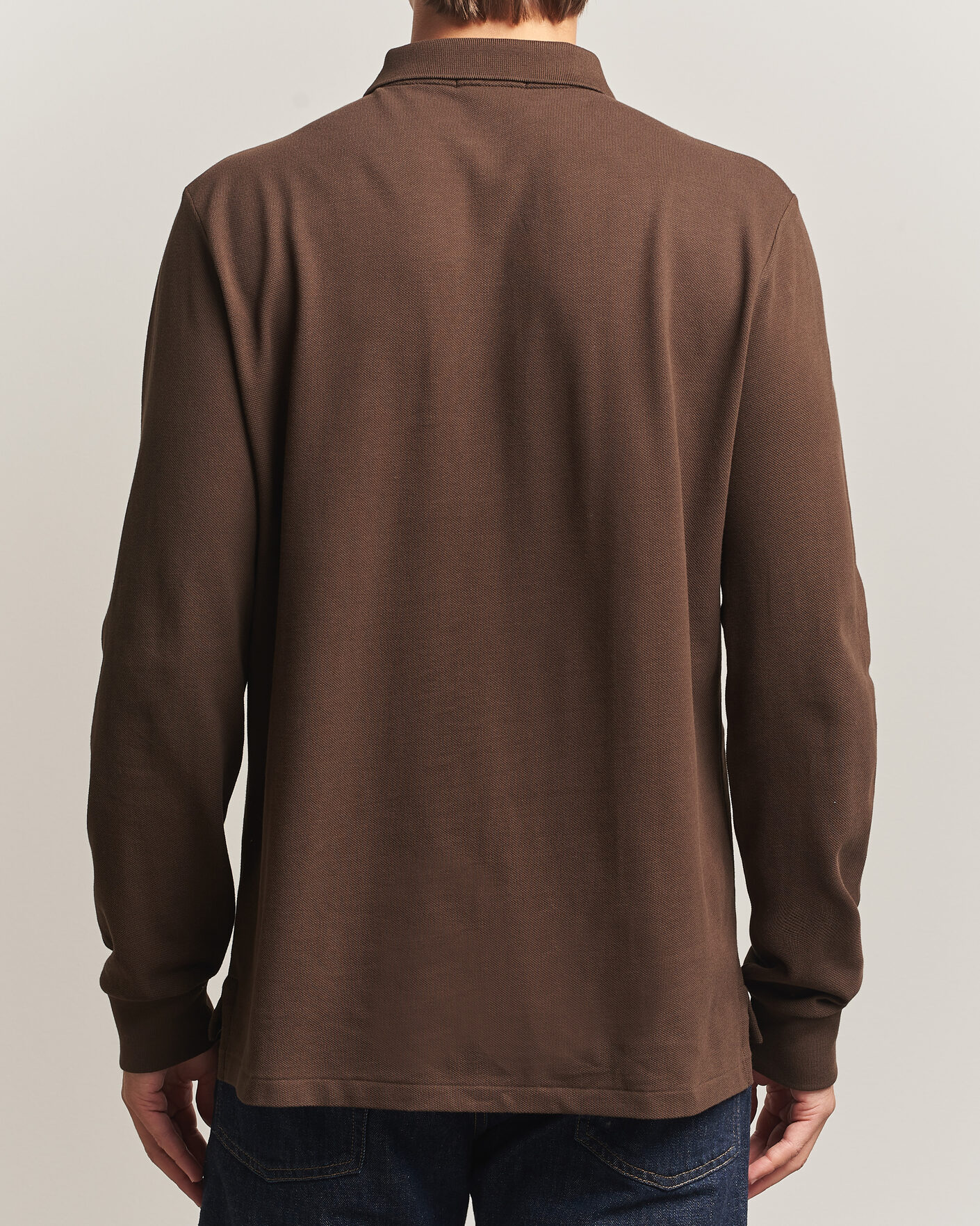 Men | Polo Shirts | Polo Ralph Lauren | Custom Slim Fit Long Sleeve Polo Nutmeg Brown