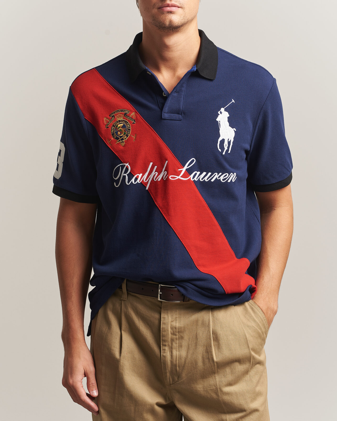 Men | Polo Shirts | Polo Ralph Lauren | Classic Fit Diagonal Stripe Polo Newport Navy