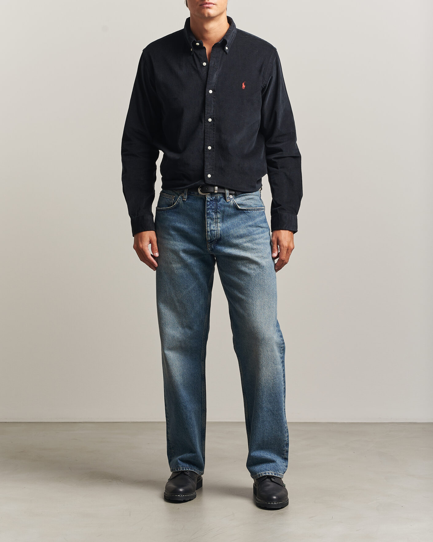 Men | Shirts | Polo Ralph Lauren | Custom Fit BD Corduroy Shirt Polo Black