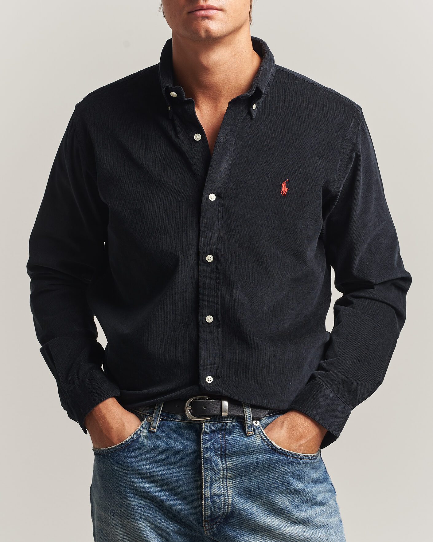 Men | Shirts | Polo Ralph Lauren | Custom Fit BD Corduroy Shirt Polo Black