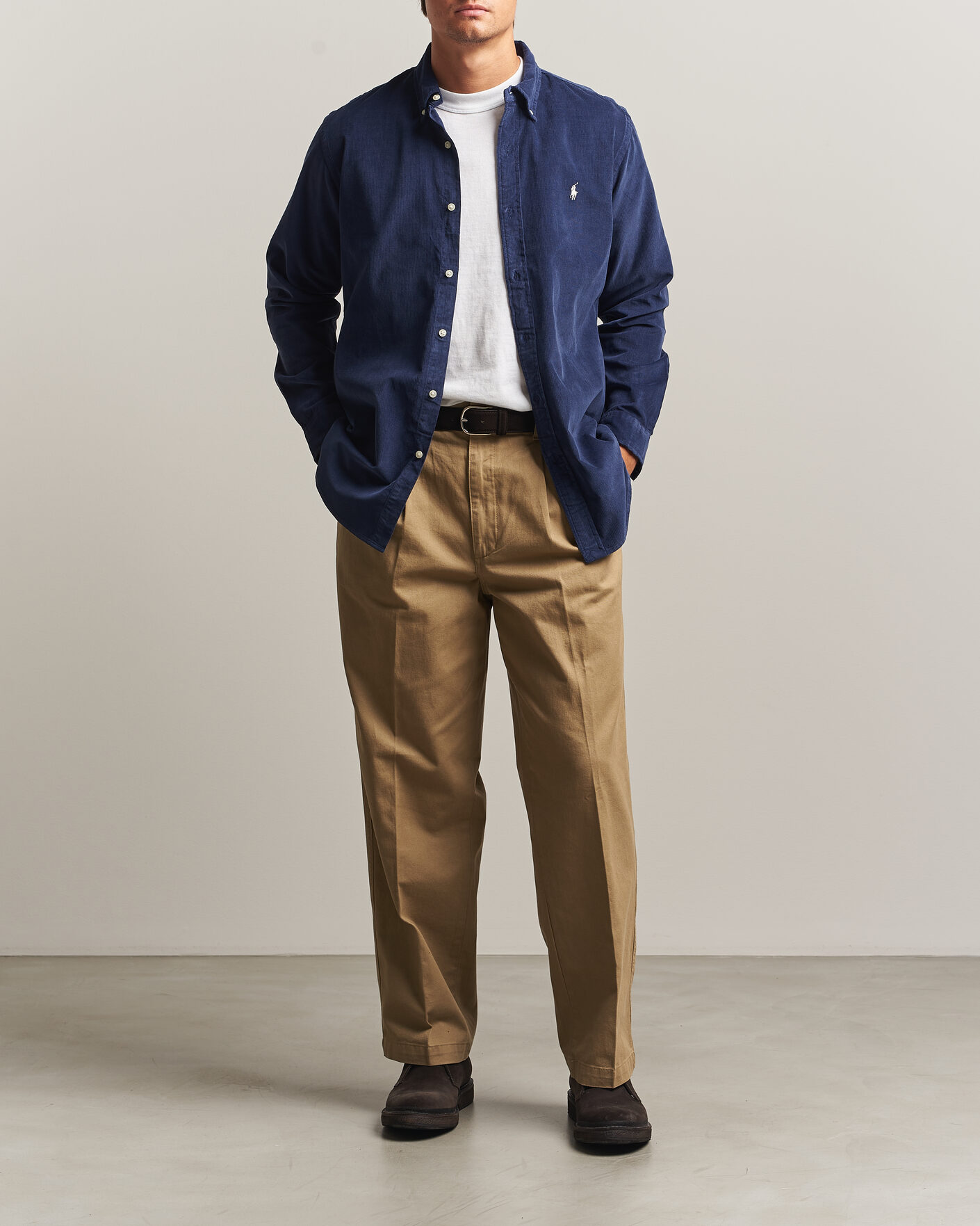 Men | Shirts | Polo Ralph Lauren | Custom Fit BD Corduroy Shirt Newport Navy