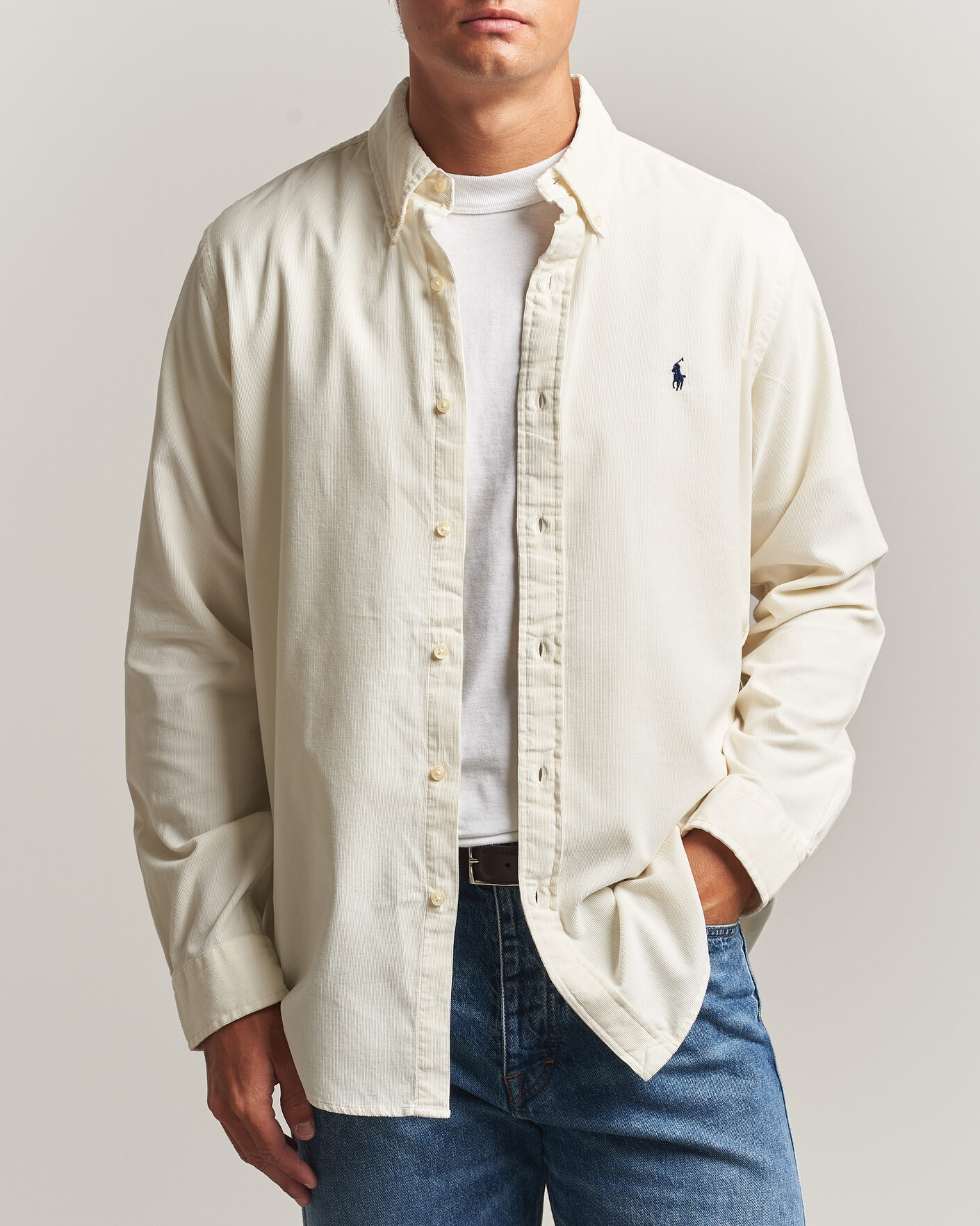 Men | Shirts | Polo Ralph Lauren | Custom Fit BD Corduroy Shirt Clubhouse Cream