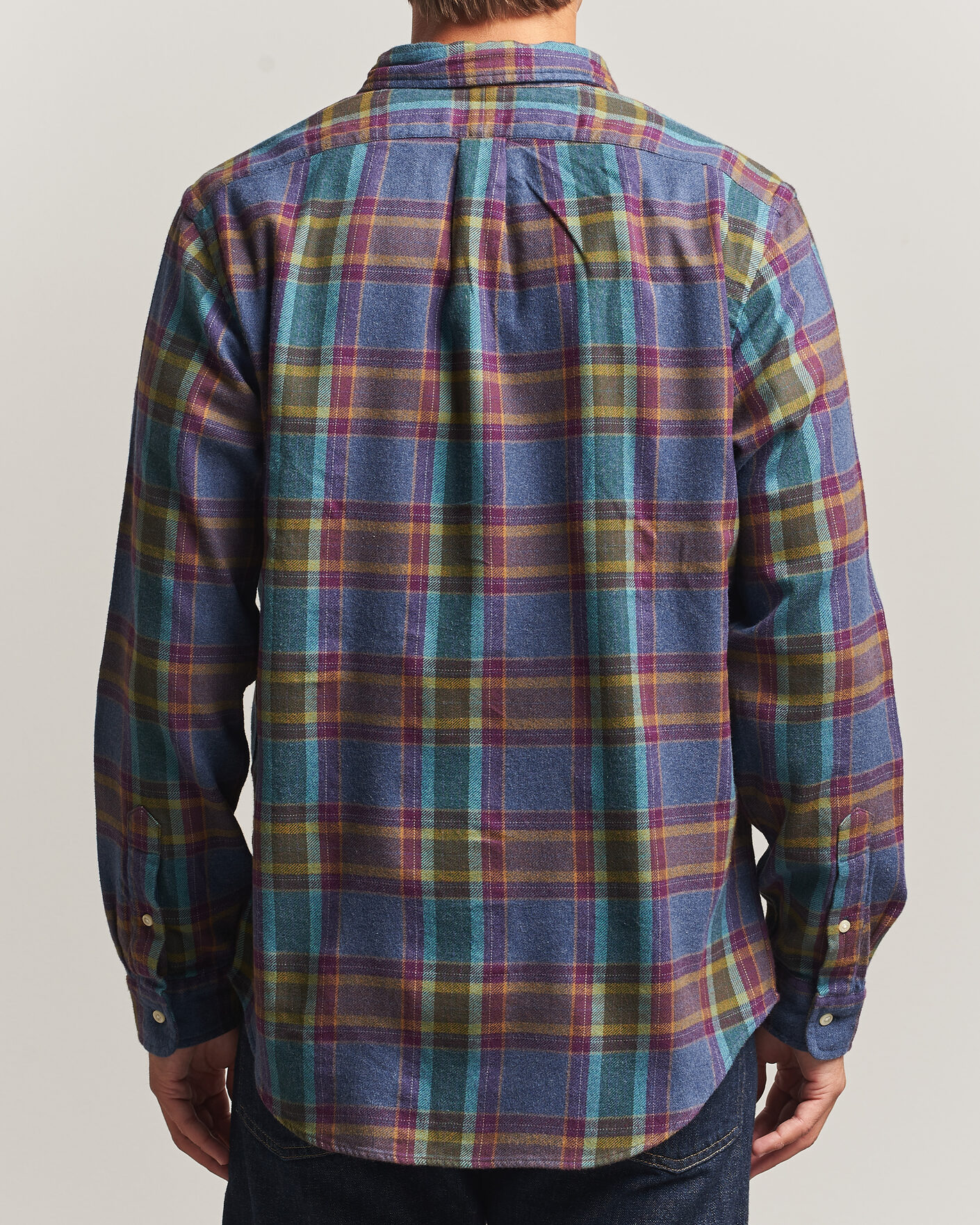 Men | Shirts | Polo Ralph Lauren | Custom Fit Brushed Flannel Shirt Blue Purple Heather