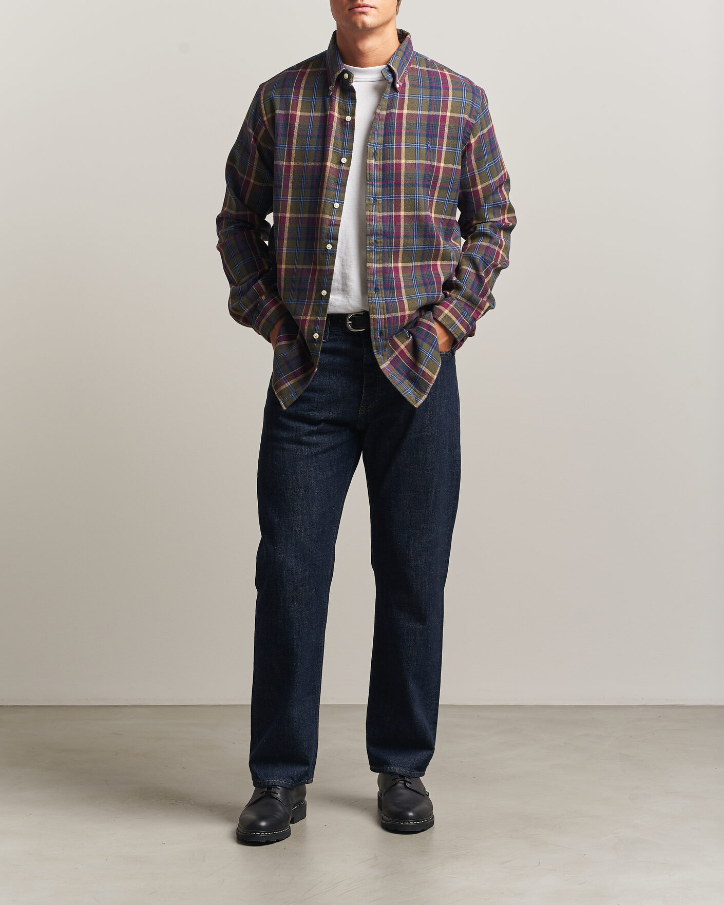 Men | Shirts | Polo Ralph Lauren | Custom Fit Brushed Flannel Shirt Olive Berry