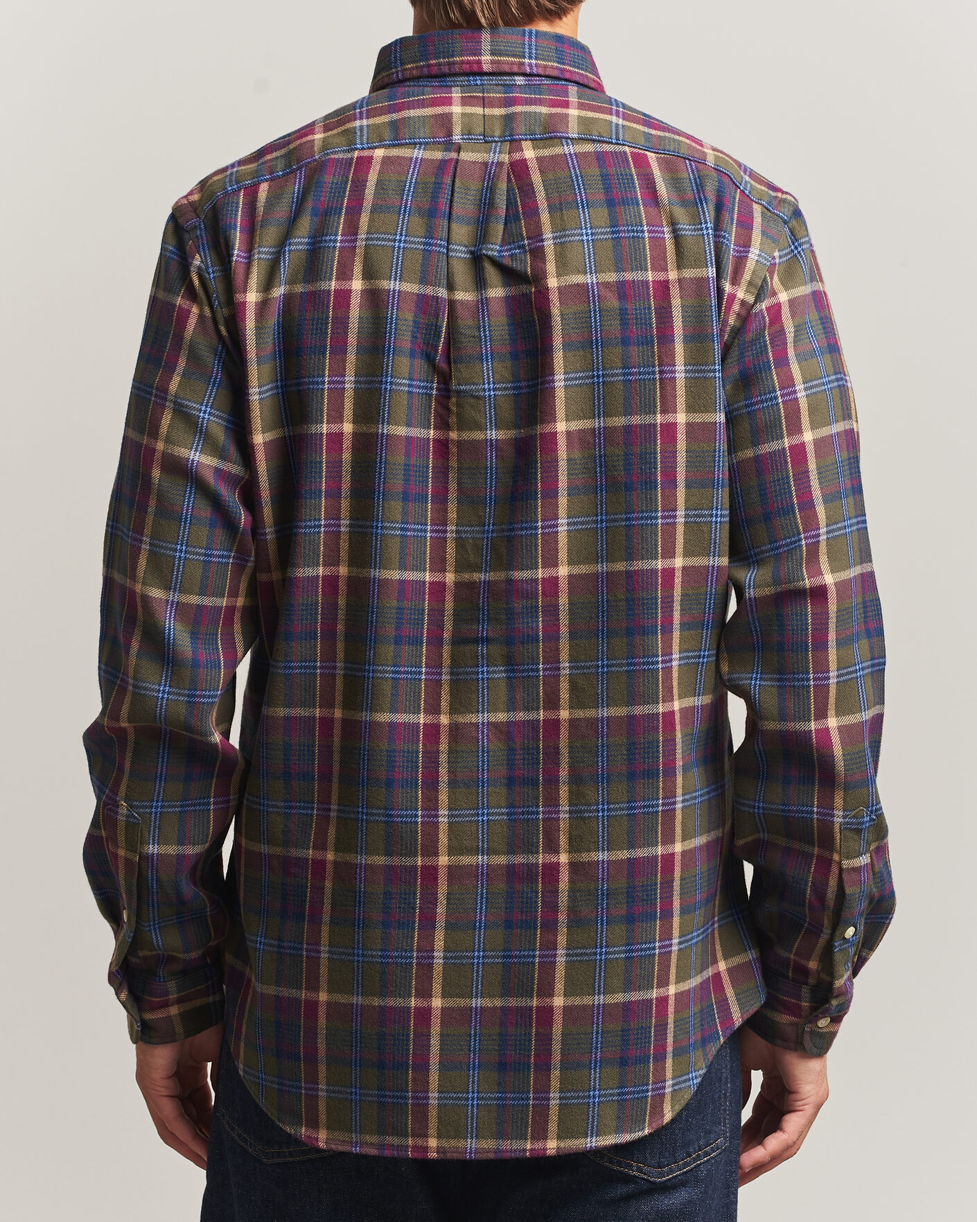 Men | Shirts | Polo Ralph Lauren | Custom Fit Brushed Flannel Shirt Olive Berry