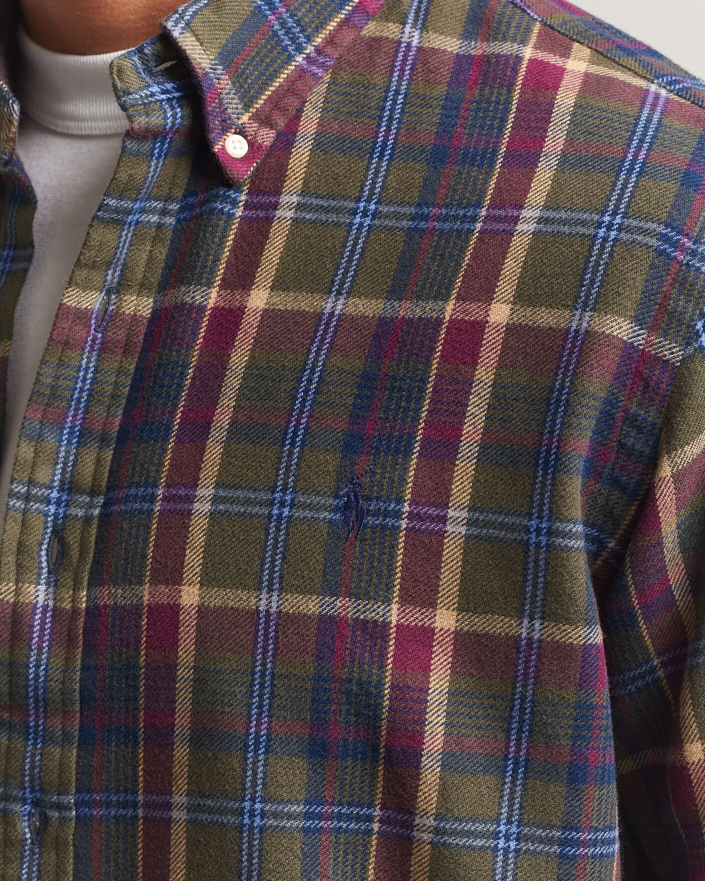 Men | Shirts | Polo Ralph Lauren | Custom Fit Brushed Flannel Shirt Olive Berry