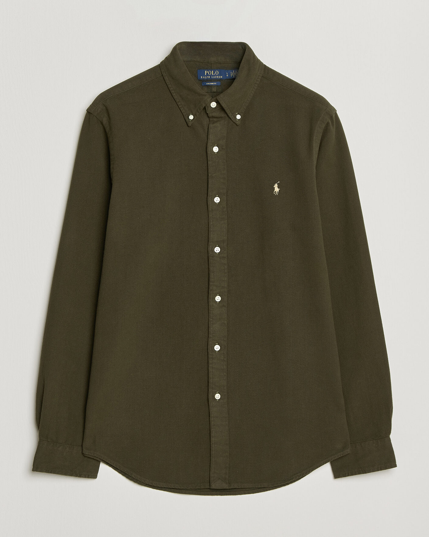 Men | Shirts | Polo Ralph Lauren | Custom Fit Brushed Flannel Shirt Company Olive