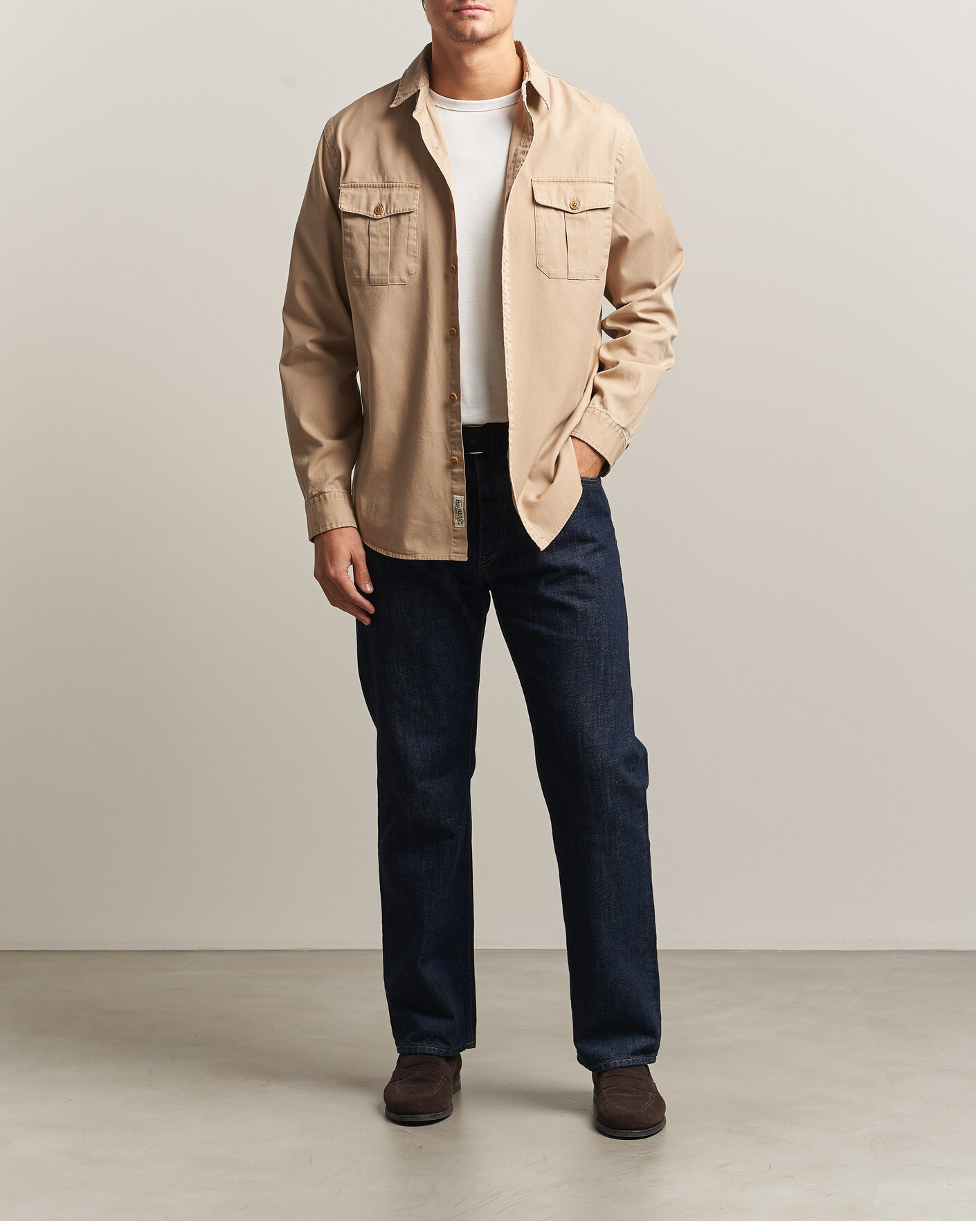 Men | Shirts | Polo Ralph Lauren | Litchfield Washed Chino Overshirt Vintage Khaki