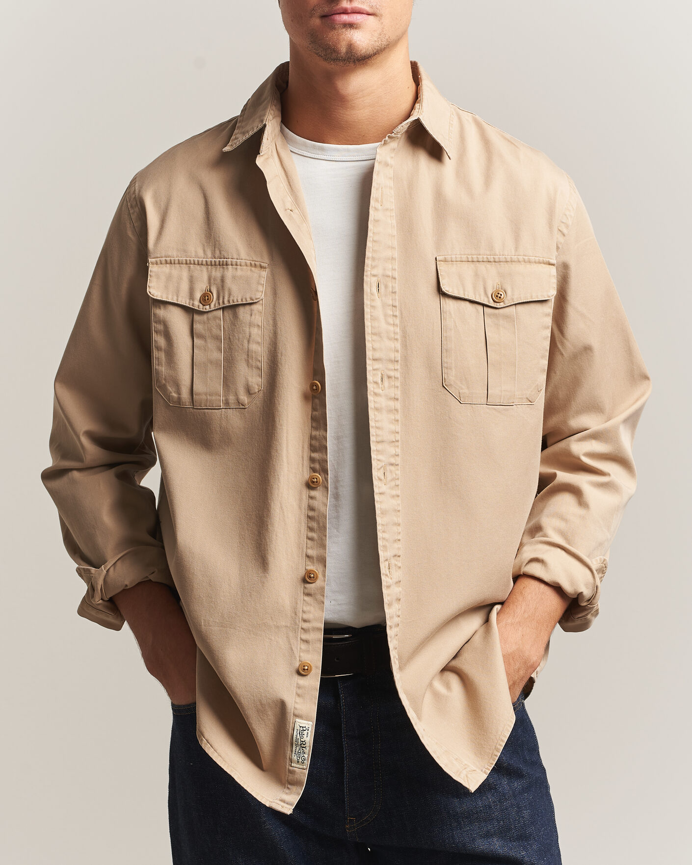 Men | Shirts | Polo Ralph Lauren | Litchfield Washed Chino Overshirt Vintage Khaki