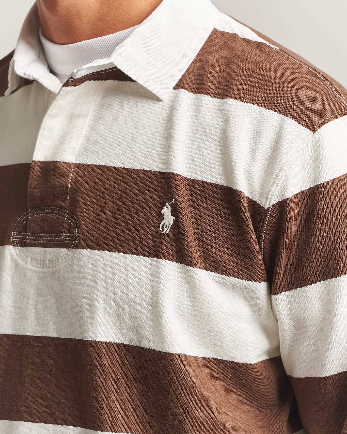 Men | Sweaters & Knitwear | Polo Ralph Lauren | Striped Jersey Rugger Cream/Brown