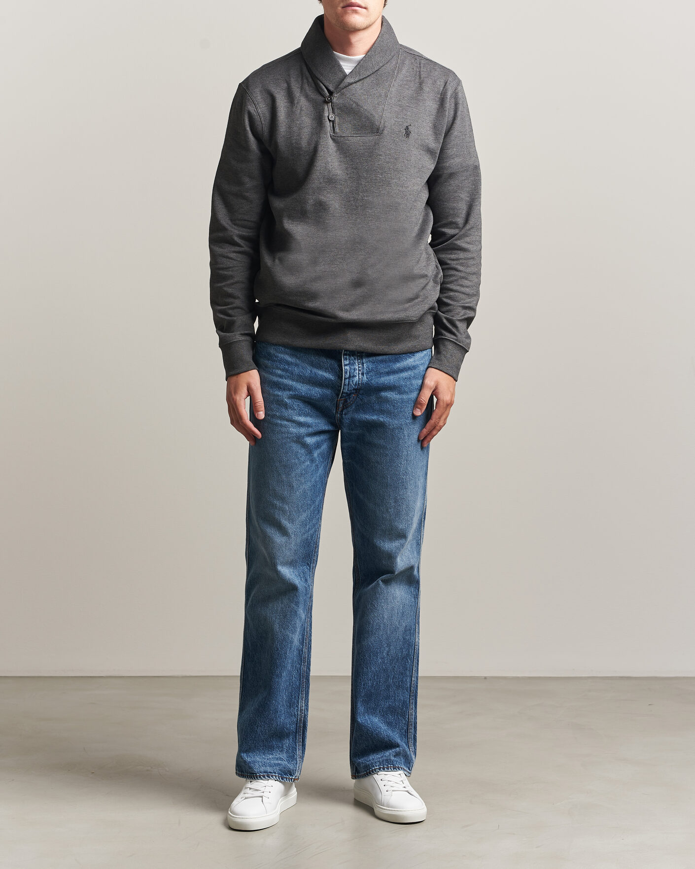 Men | Sweaters & Knitwear | Polo Ralph Lauren | Double Knitted Shawl Collar Sweater Windsor Heather