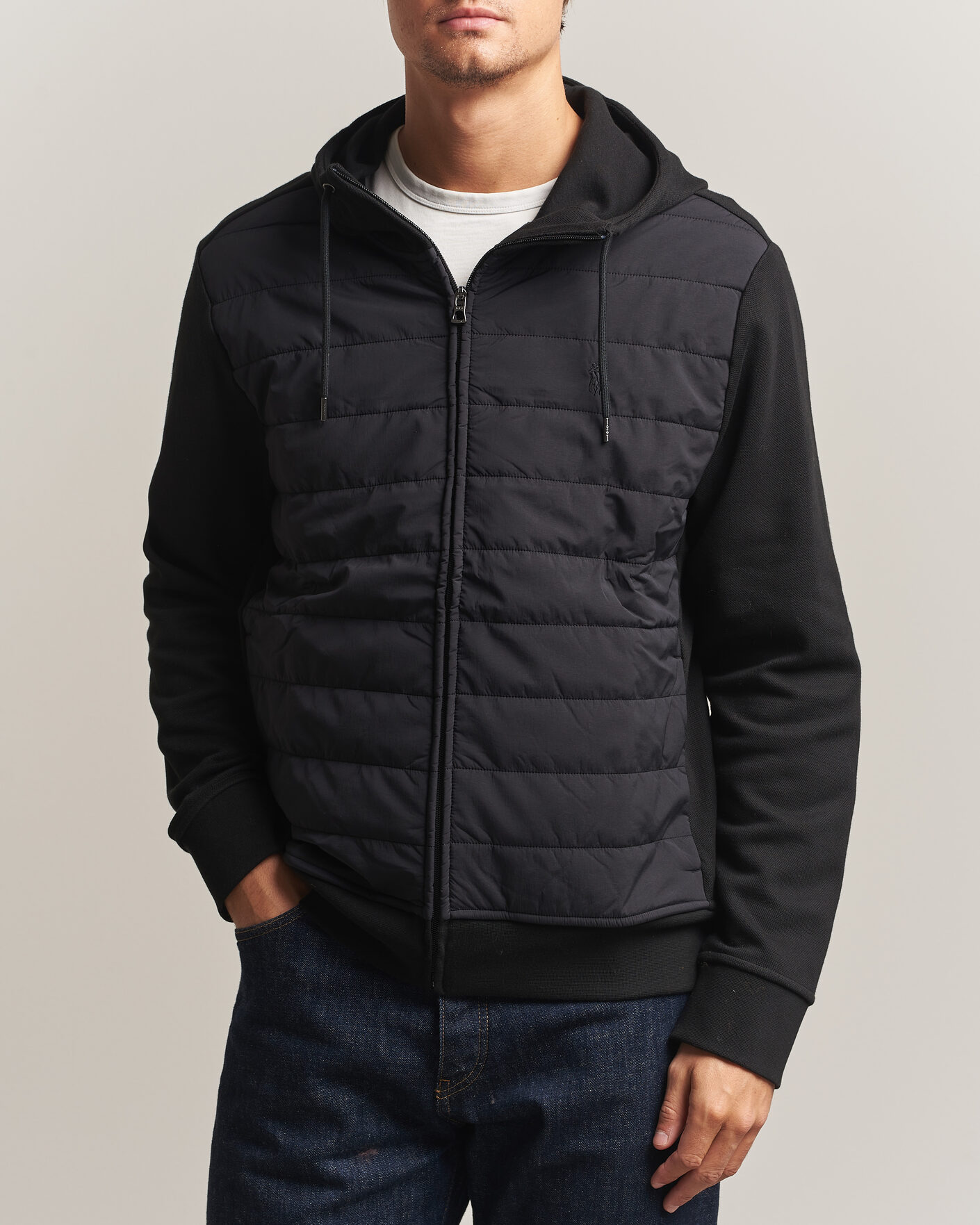 Men | Sweaters & Knitwear | Polo Ralph Lauren | Double Knitted Jaquard Full Zip Hoodie Polo Black