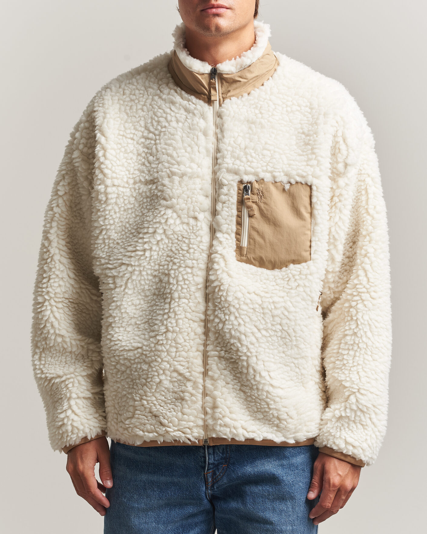 Men | Sweaters & Knitwear | Polo Ralph Lauren | Shaggy Hi Pile Full Zip Clubhouse Cream