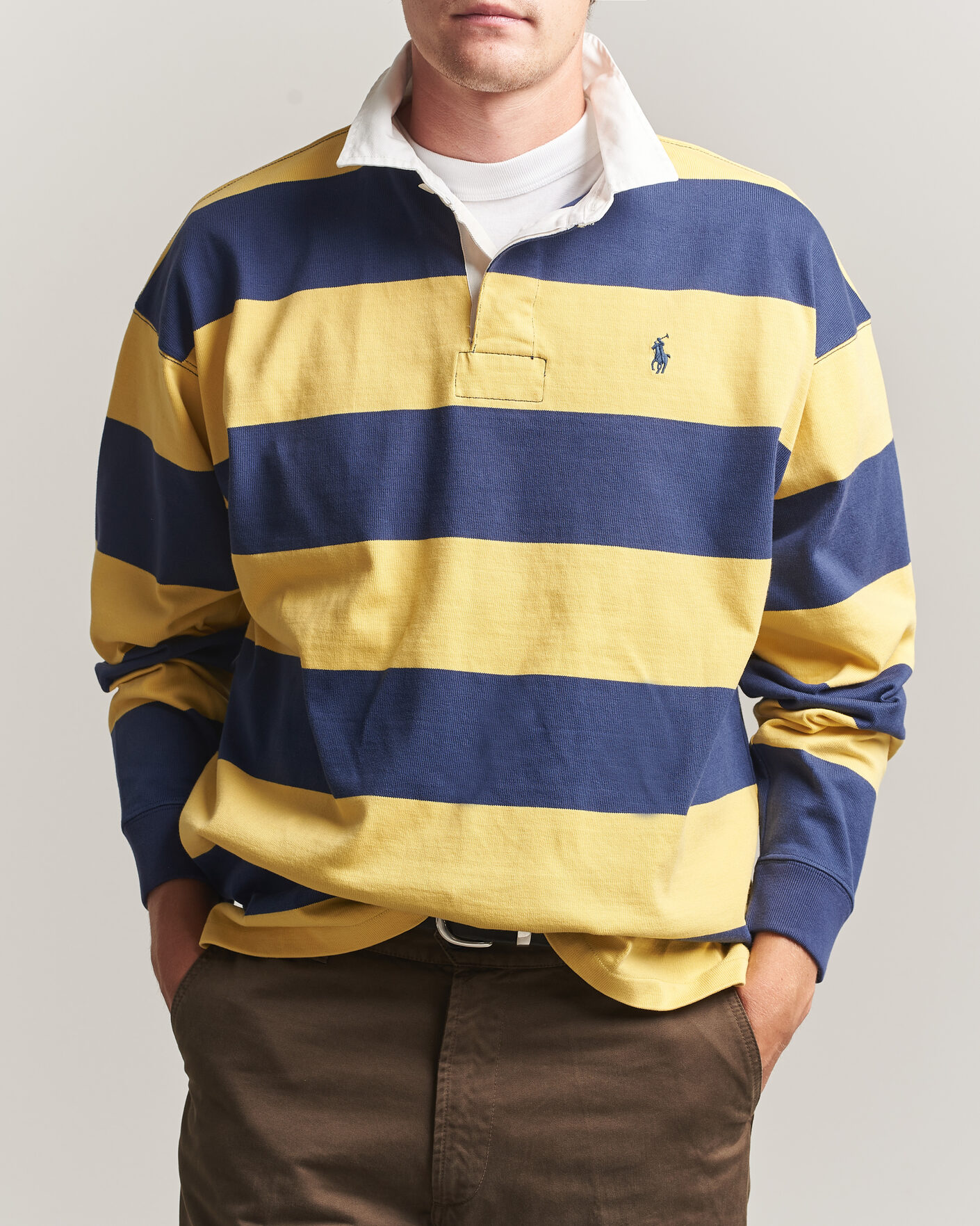 Men | Sweaters & Knitwear | Polo Ralph Lauren | Jersey Knitted Rugby Pullover Yellow/Cobolt