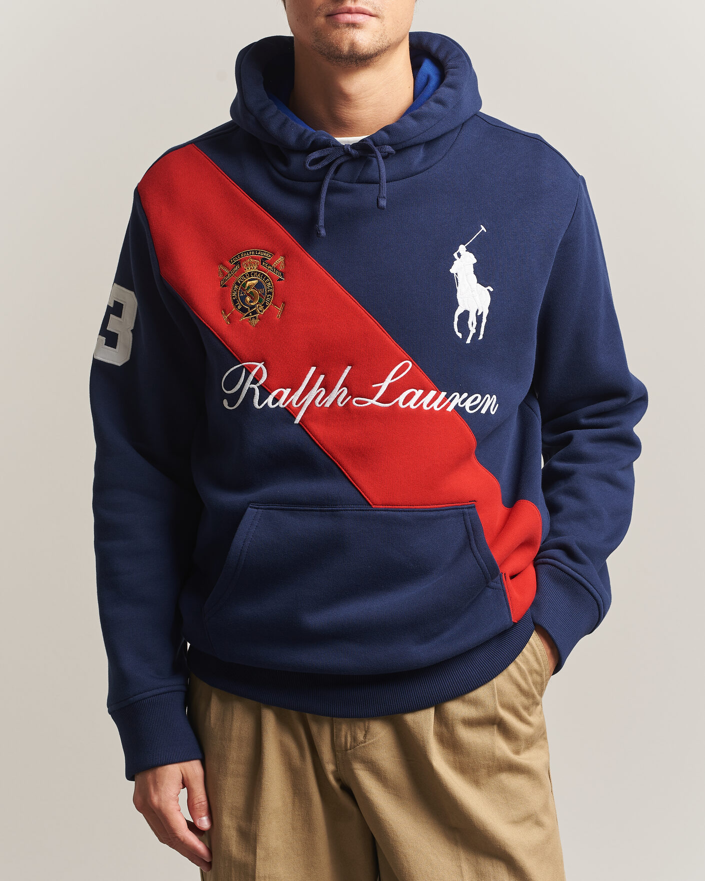 Polo Ralph Lauren Diagonal Stripe Big Pony Hoodie Newport Navy at
