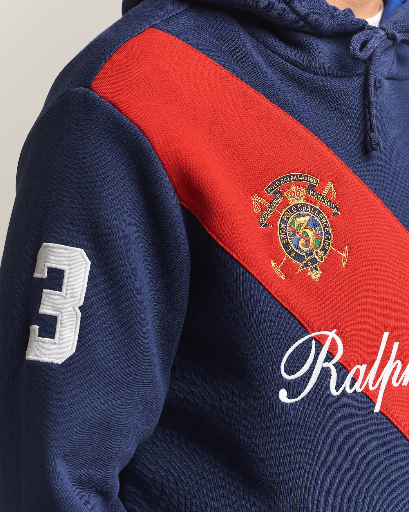 Men | Sweaters & Knitwear | Polo Ralph Lauren | Diagonal Stripe Big Pony Hoodie Newport Navy