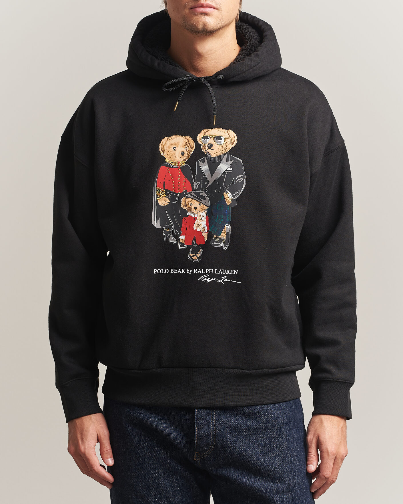 Men | Sweaters & Knitwear | Polo Ralph Lauren | Magic Fleece Bear Hoodie Polo Black