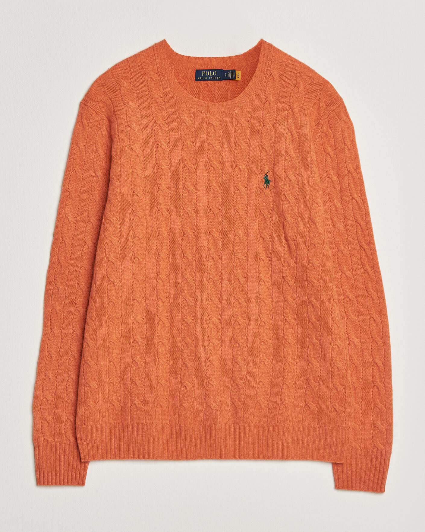 Men | Sweaters & Knitwear | Polo Ralph Lauren | Wool/Cashmere Cable Crew Neck Orange Jasper Heather