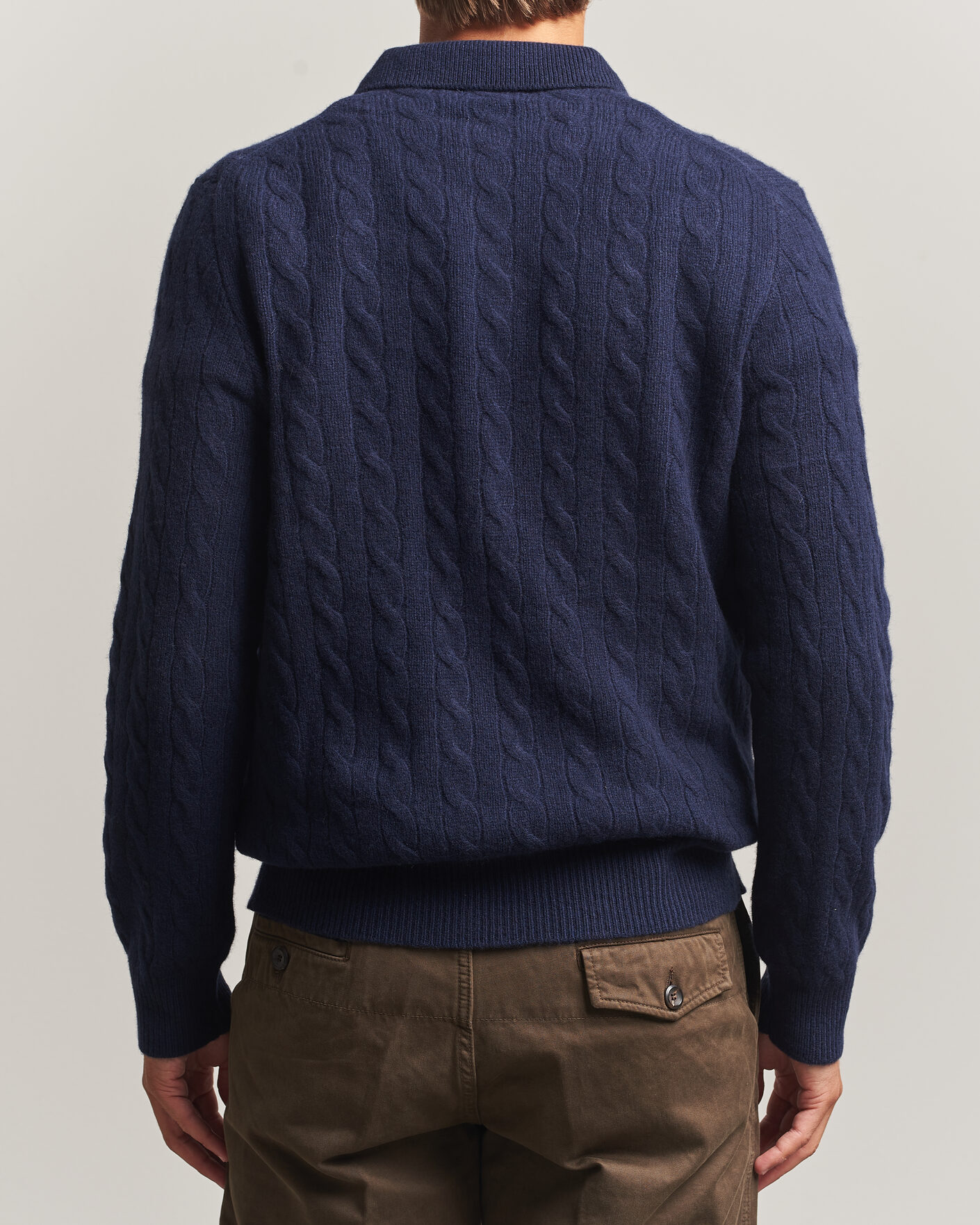 Men | Sweaters & Knitwear | Polo Ralph Lauren | Wool/Cashmere Cable Knit Polo Hunter Navy