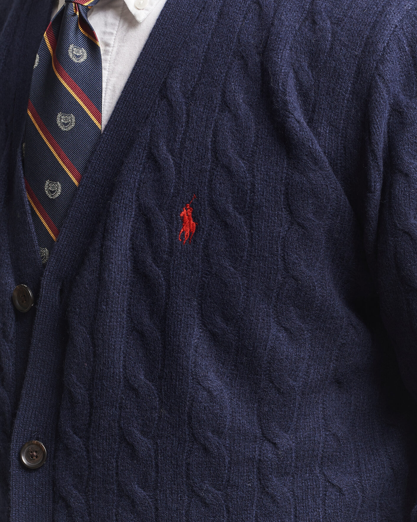 Men | Sweaters & Knitwear | Polo Ralph Lauren | Wool/Cashmere Cable Cardigan Hunter Navy