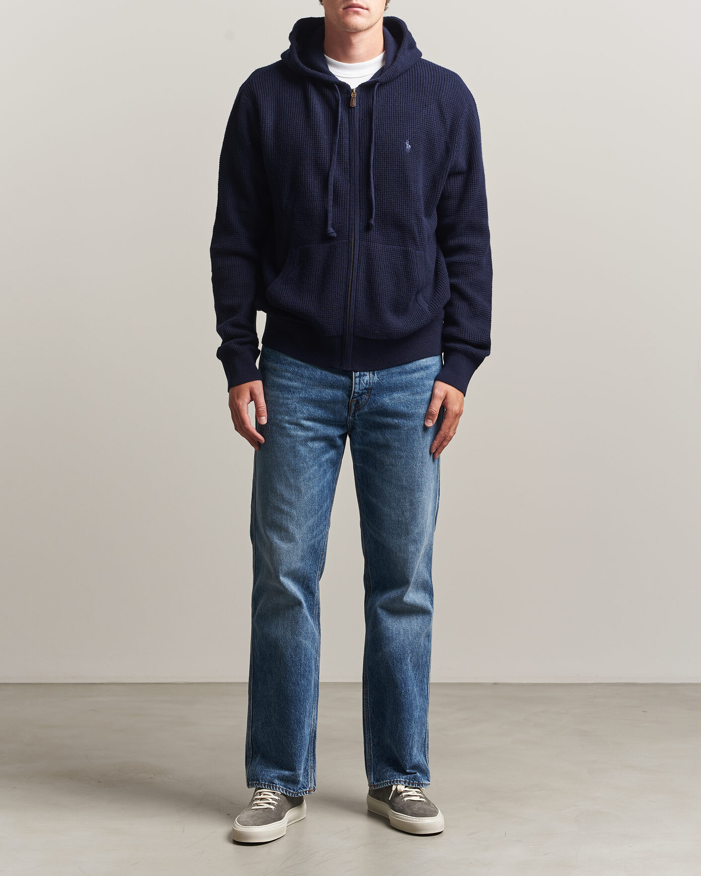 Men | Sweaters & Knitwear | Polo Ralph Lauren | Cotton/Wool Full-Zip Hoodie Hunter Navy