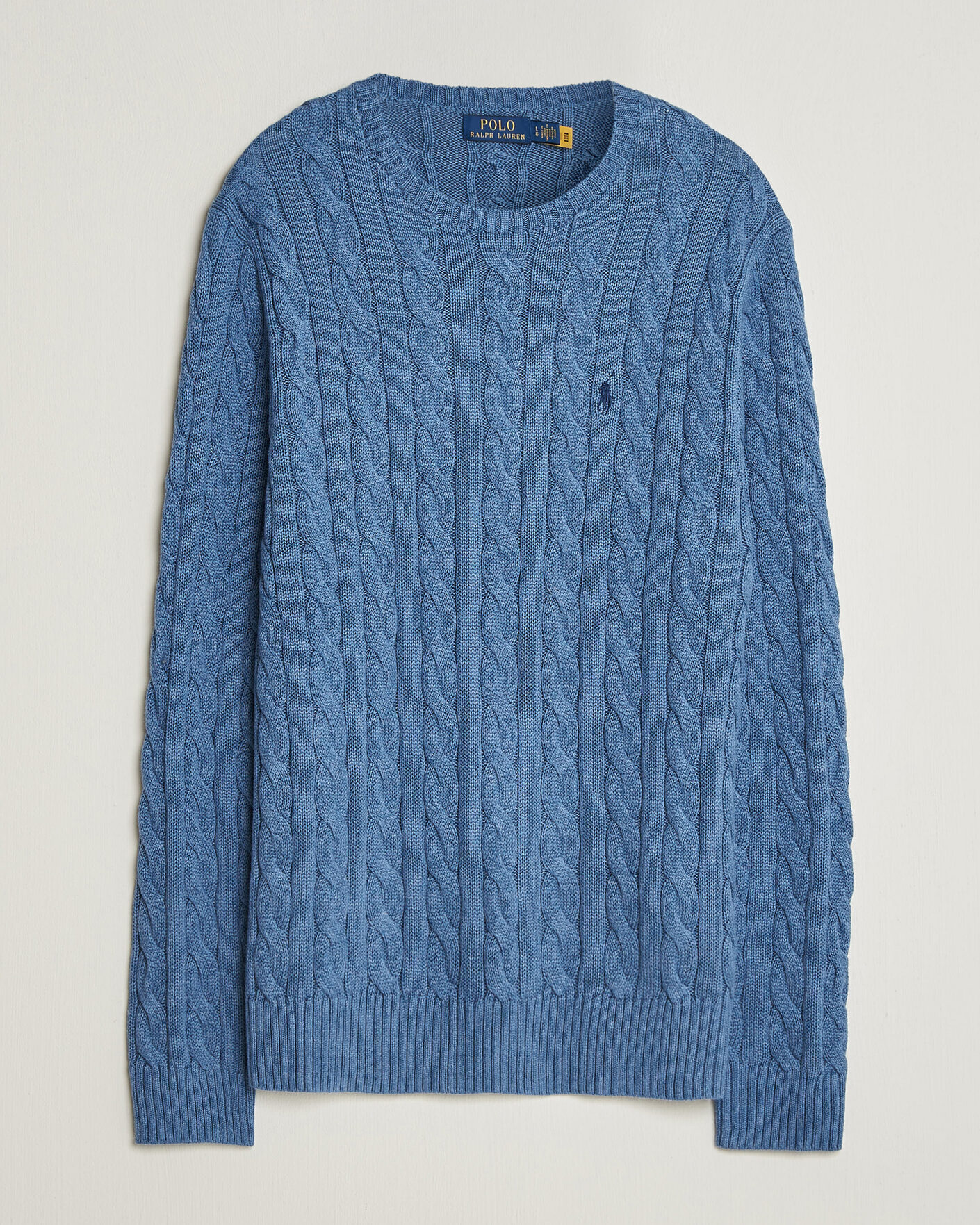 Men | Sweaters & Knitwear | Polo Ralph Lauren | Cotton Cable Pullover  Blue Borage Heather