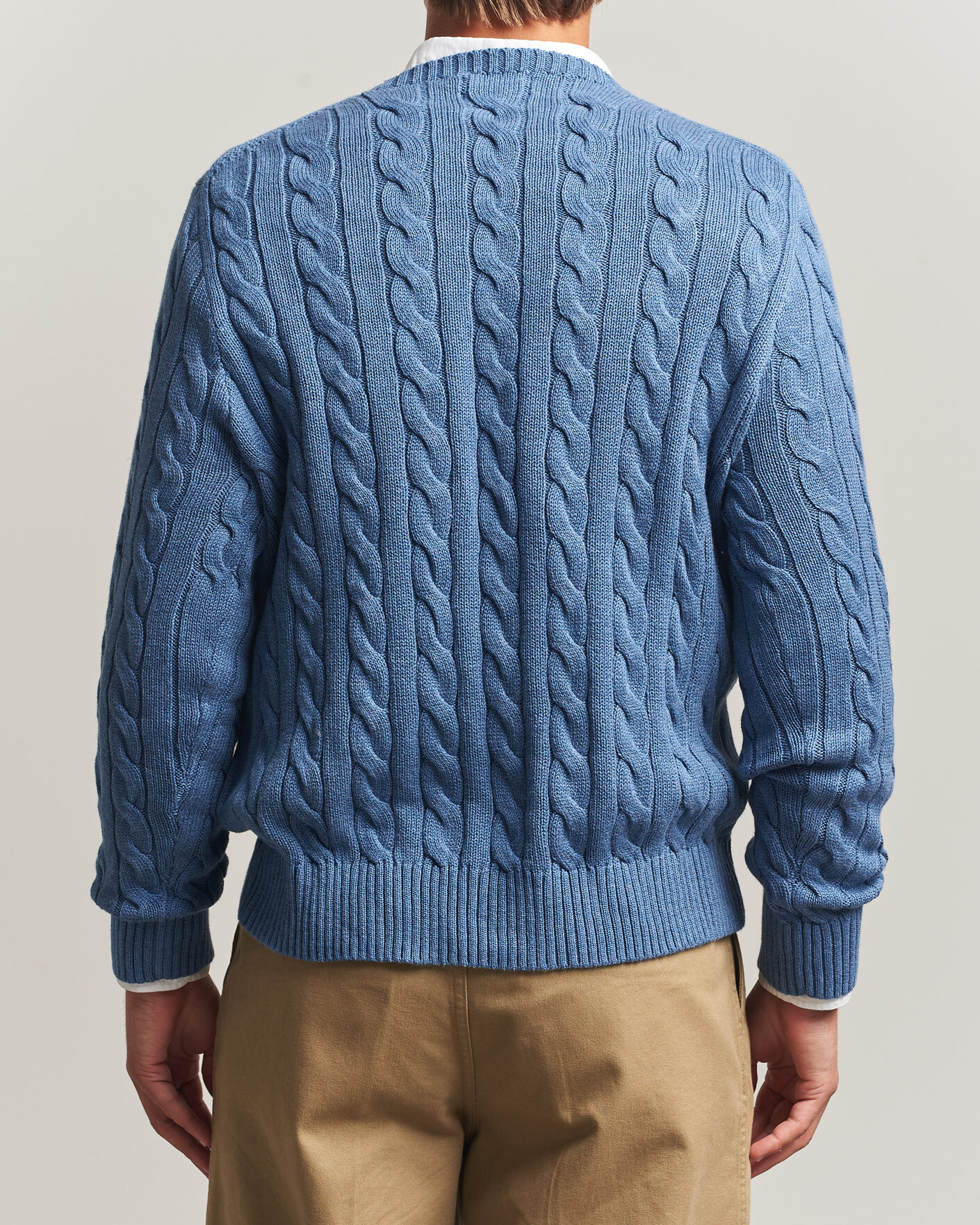 Men | Sweaters & Knitwear | Polo Ralph Lauren | Cotton Cable Pullover  Blue Borage Heather
