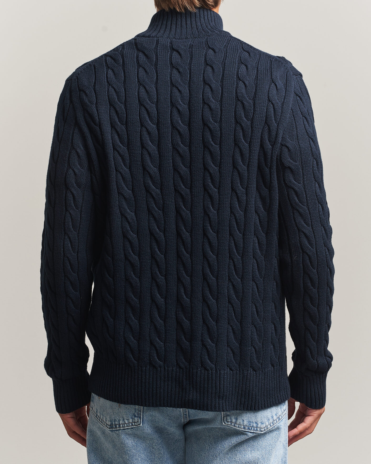 Men | Sweaters & Knitwear | Polo Ralph Lauren | Cotton Cable Half Zip Hunter Navy