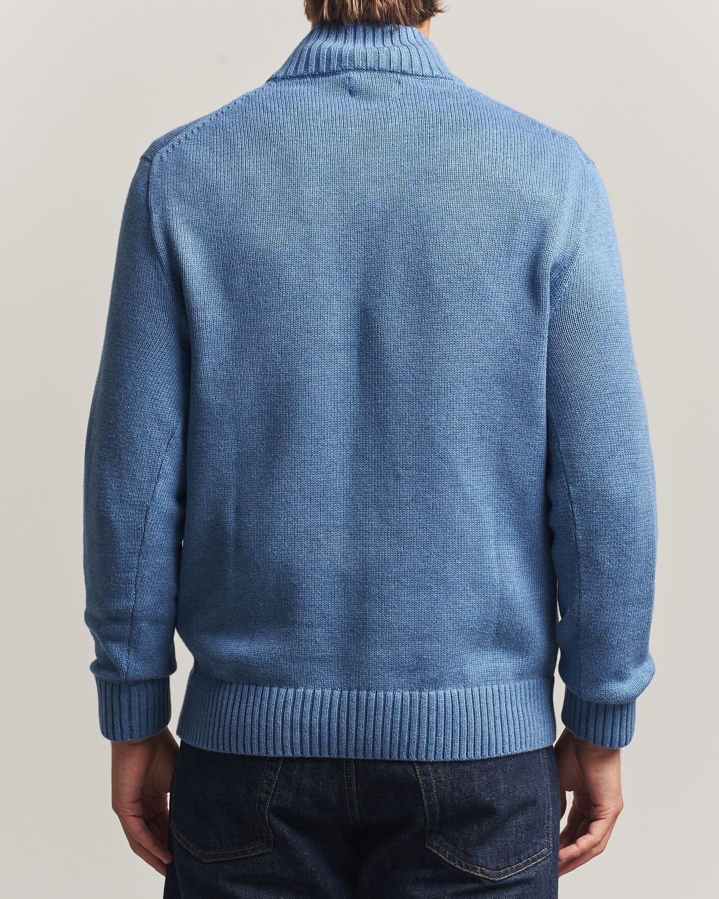 Men | Sweaters & Knitwear | Polo Ralph Lauren | Cotton Pullover Half Zip Blue Borage Heather