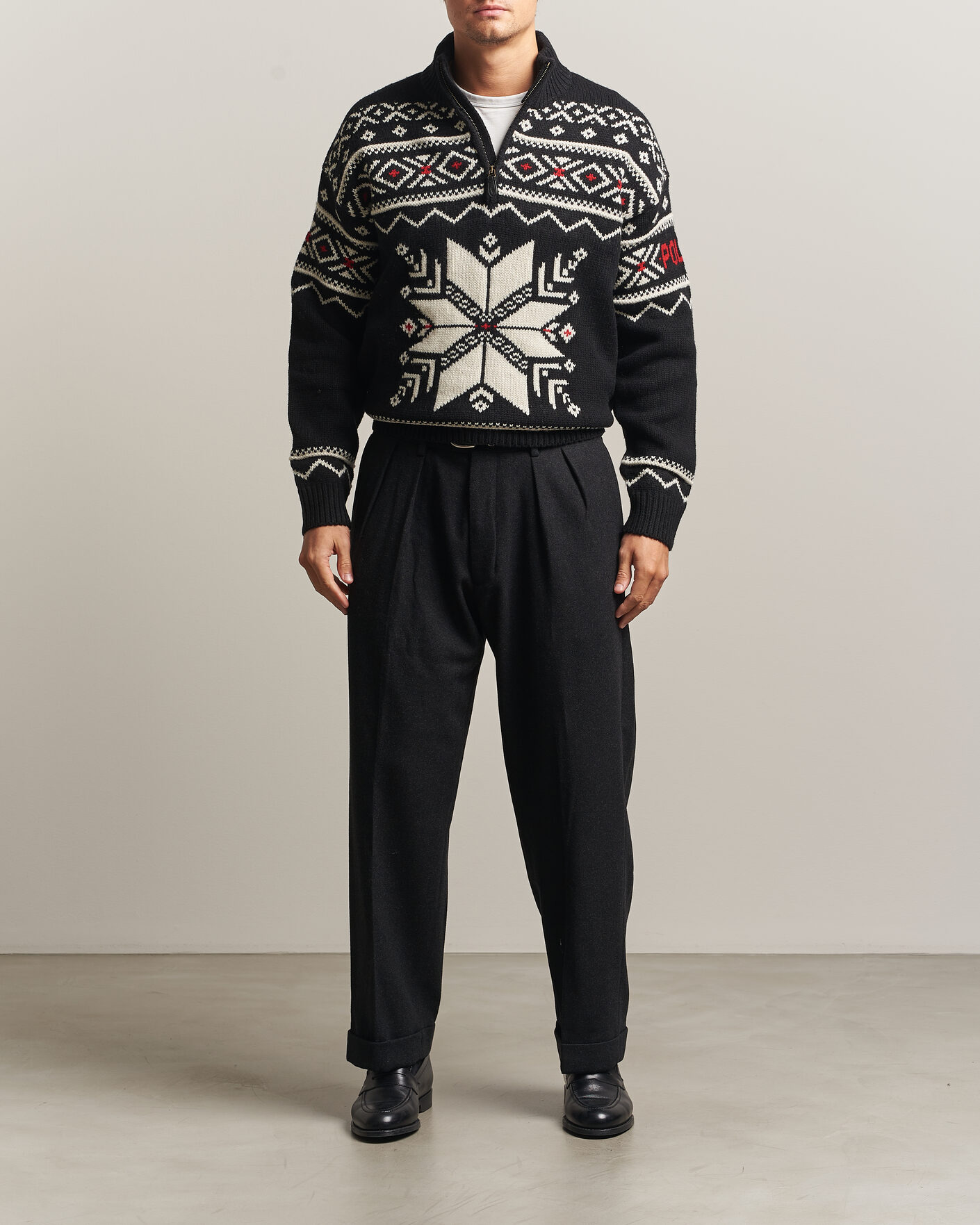 Men | Sweaters & Knitwear | Polo Ralph Lauren | Wool Cotton Blend Sweater Black Combo