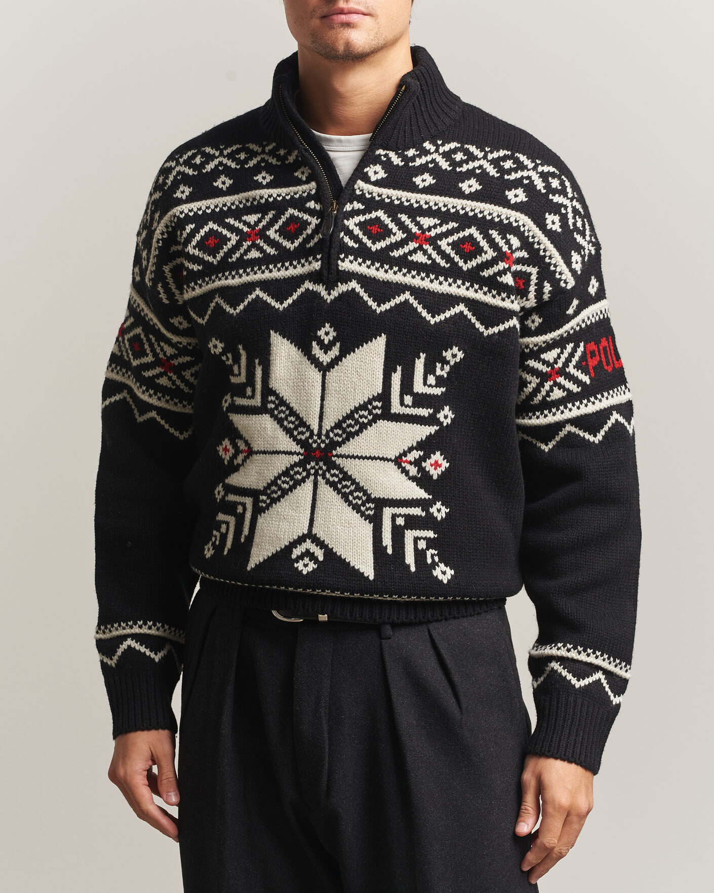 Men | Sweaters & Knitwear | Polo Ralph Lauren | Wool Cotton Blend Sweater Black Combo