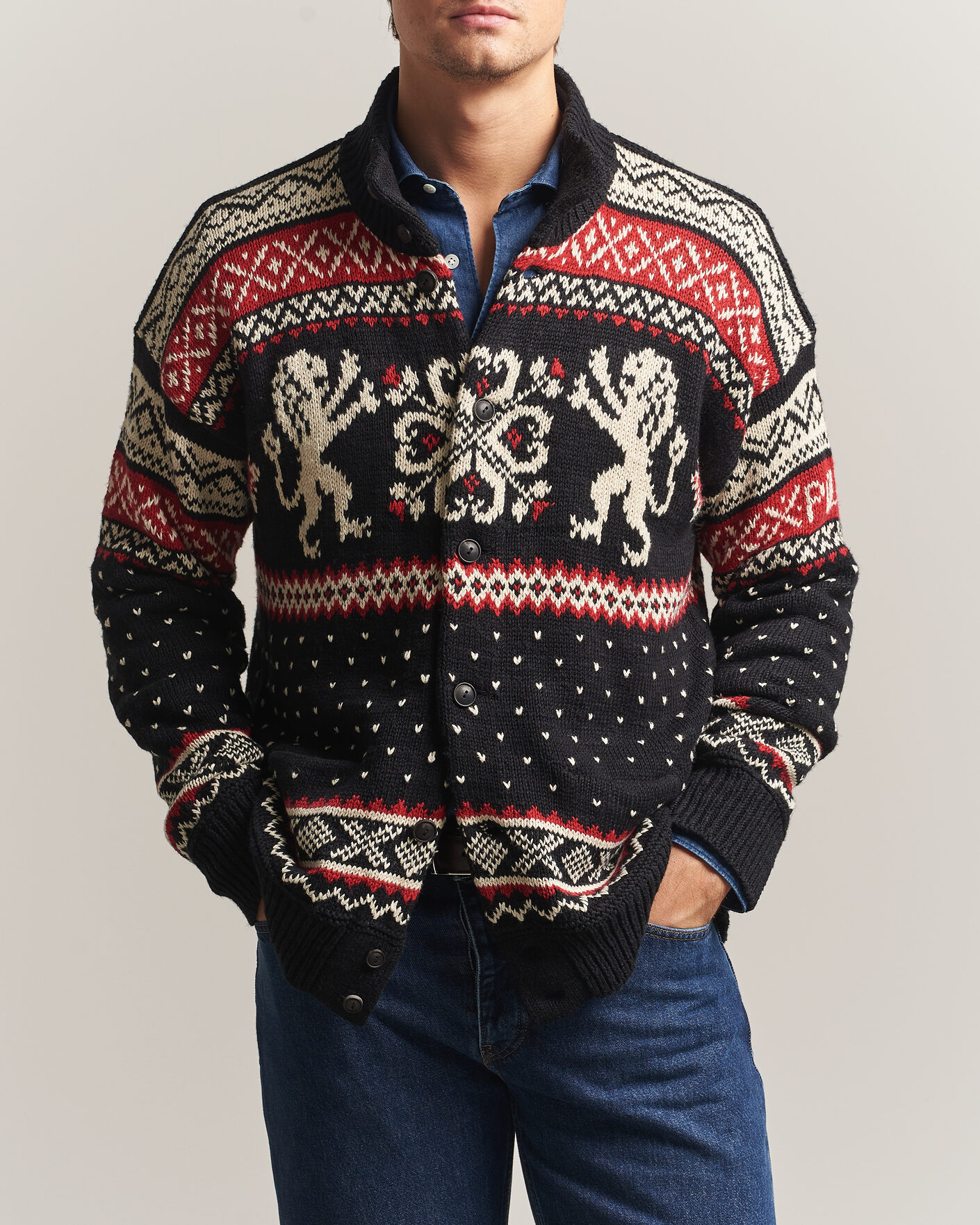 Men | Sweaters & Knitwear | Polo Ralph Lauren | Cotton/Cashmere Cardigan Black Combo