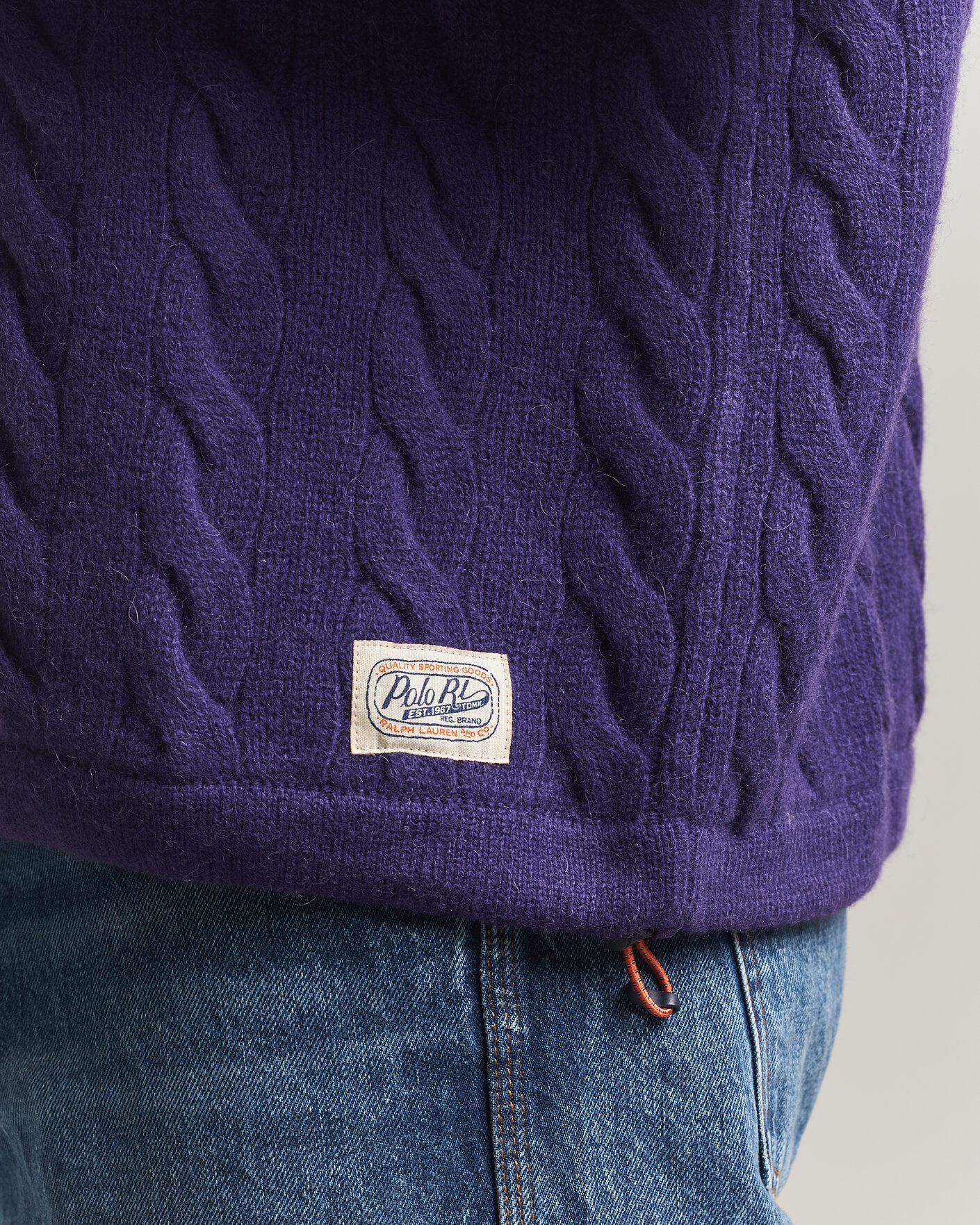 Men | Sweaters & Knitwear | Polo Ralph Lauren | Wool Blend Cable Knitted Polo Purple Combo