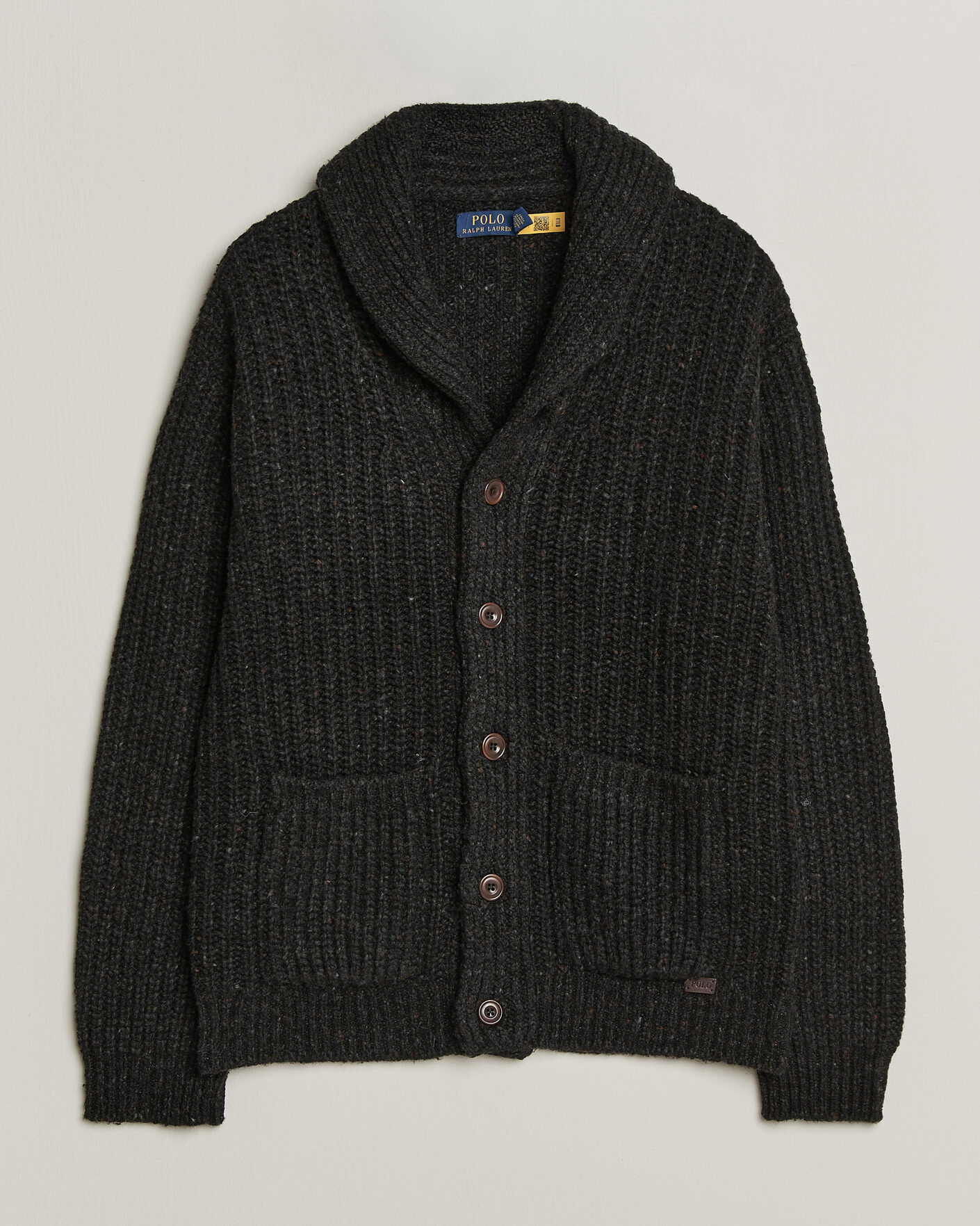 Men | Sweaters & Knitwear | Polo Ralph Lauren | Wool Blend Shawl Collar Cardigan Black Marl