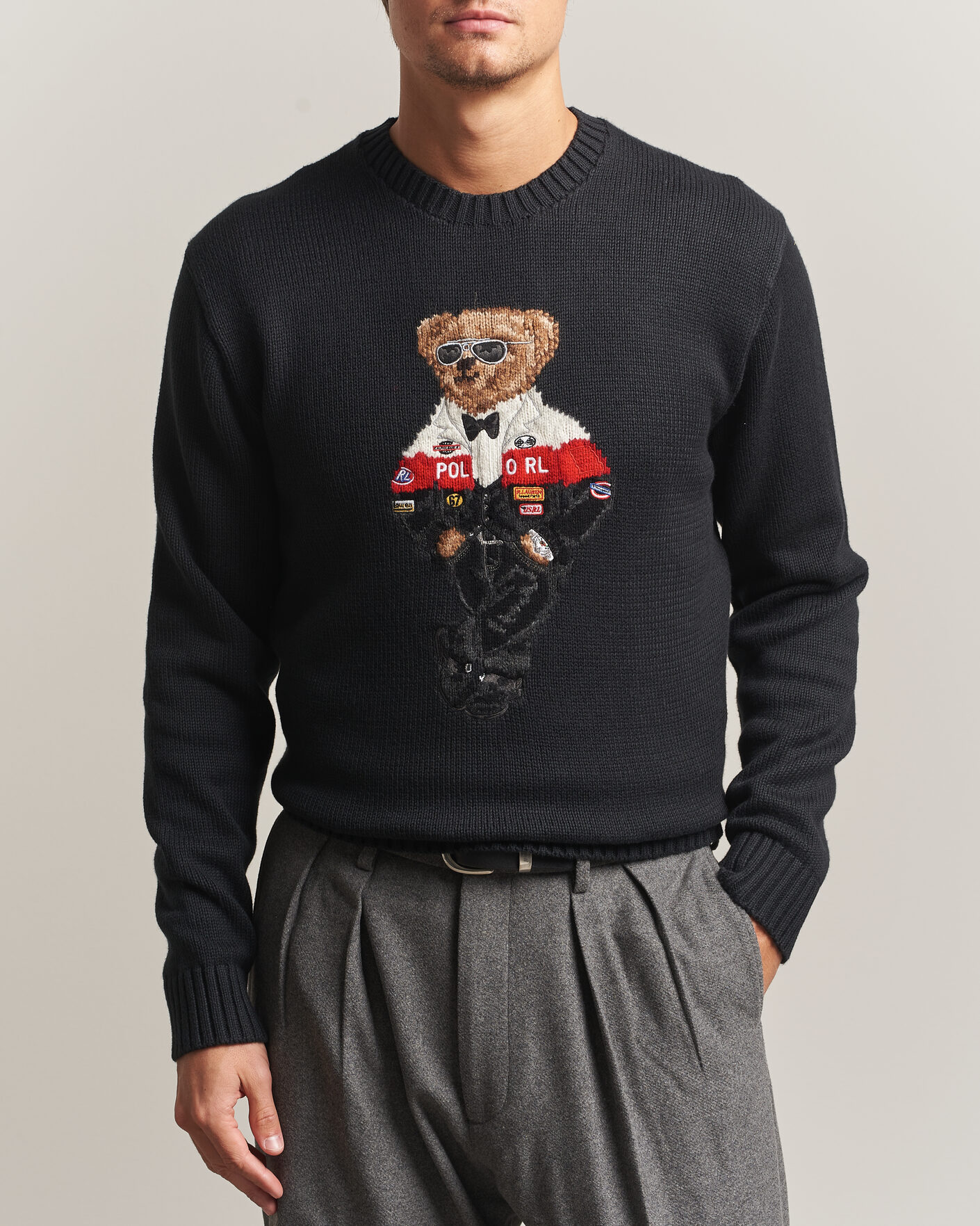 Men | Sweaters & Knitwear | Polo Ralph Lauren | Cotton Blend Bear Sweater Polo Black