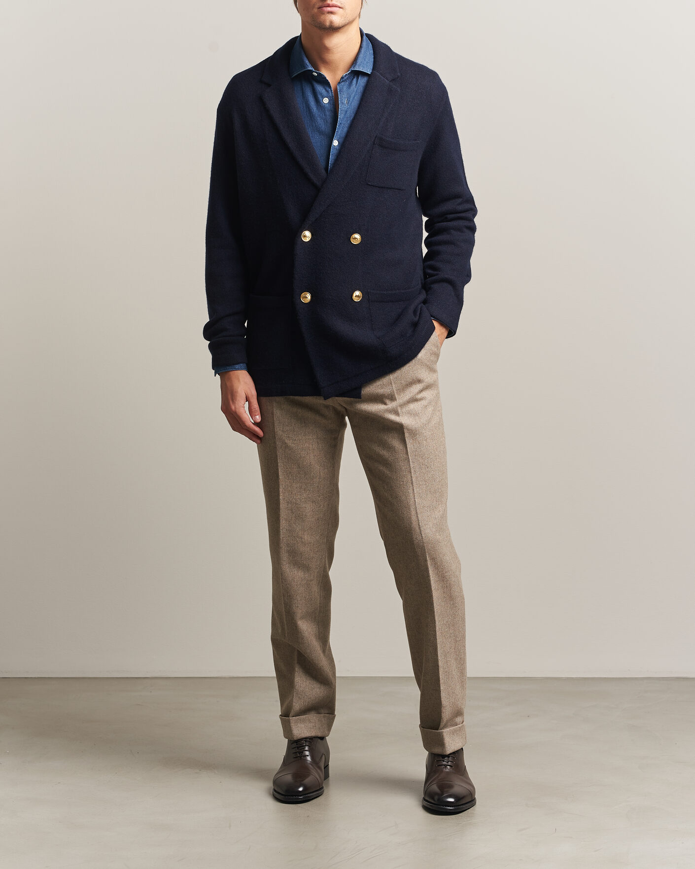 Men | Sweaters & Knitwear | Polo Ralph Lauren | Double Breasted Cashmere Cardigan Aviator Navy
