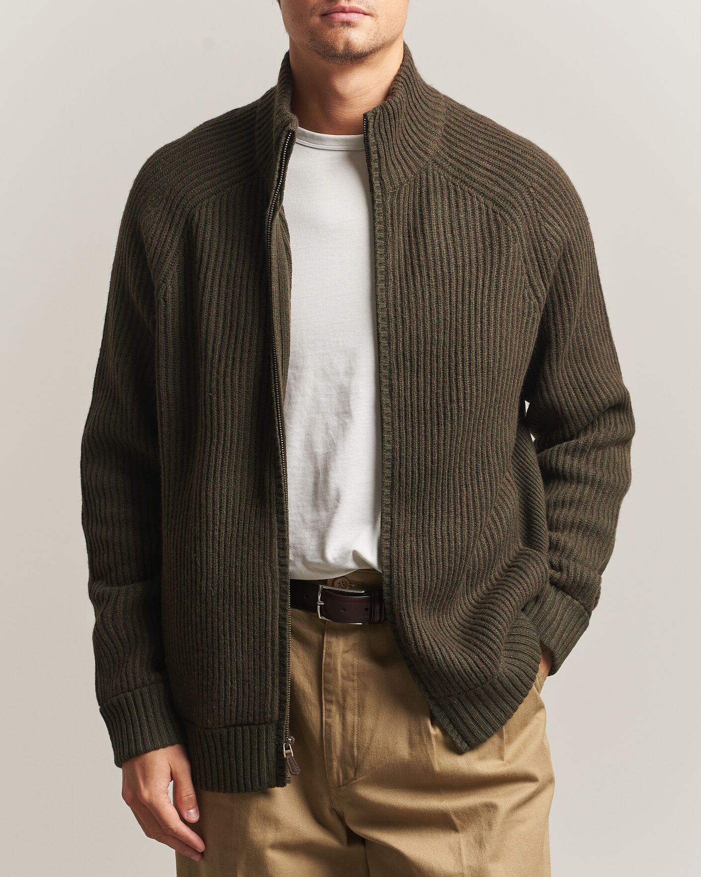 Men | Sweaters & Knitwear | Polo Ralph Lauren | Wool/Cashmere Full-Zip Ekanite Olive Heather