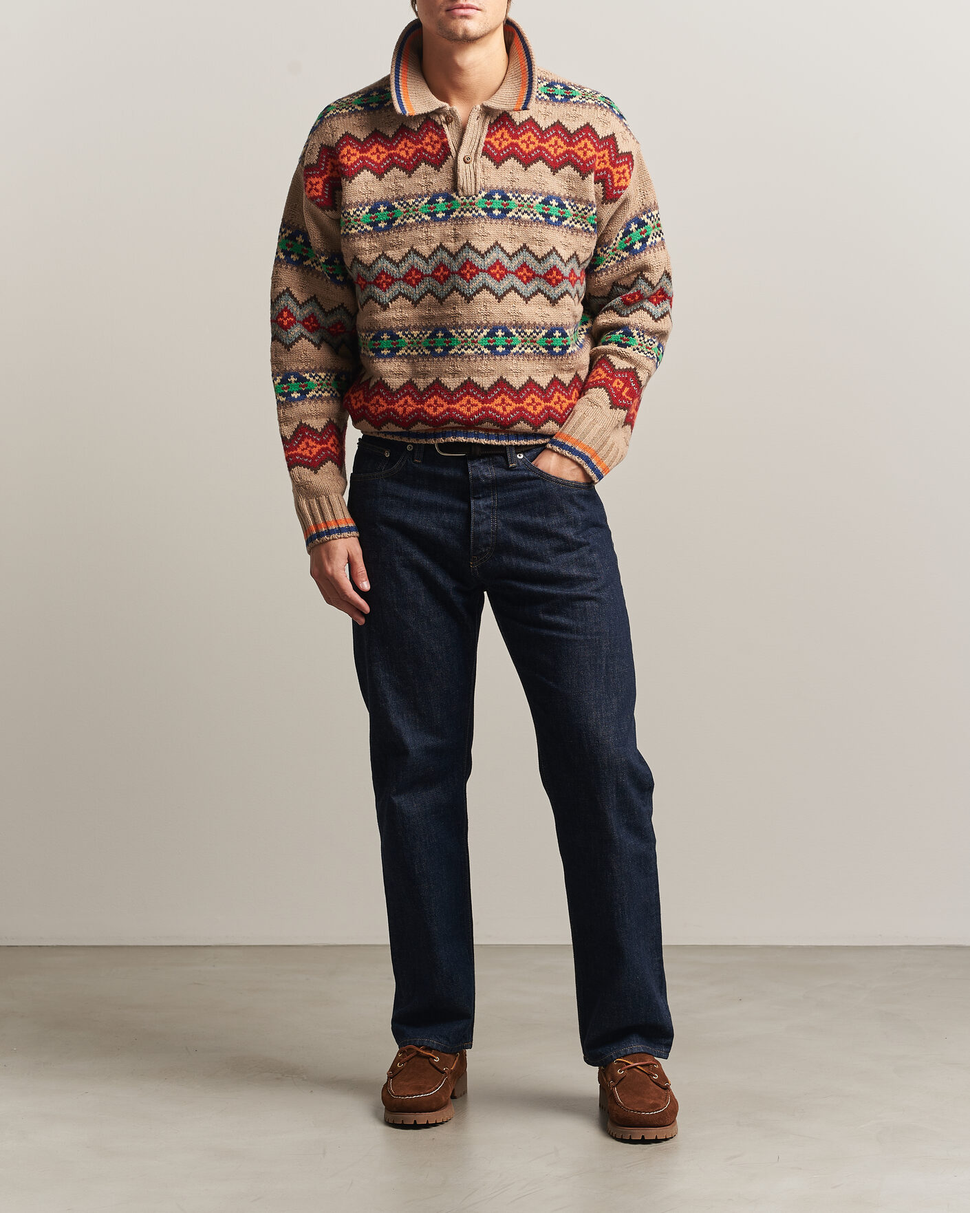 Men | Sweaters & Knitwear | Polo Ralph Lauren | Litchfield Wool Blend Sweater Tan Multi