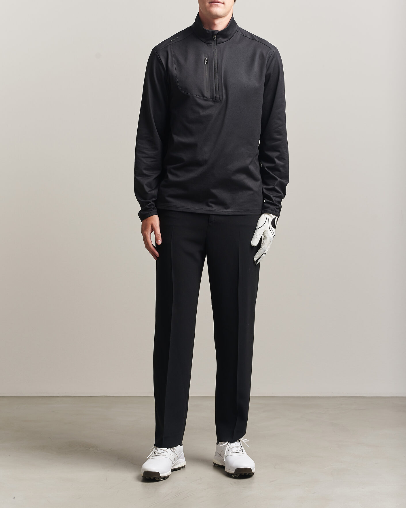 Men | Golf Clothing | Polo Ralph Lauren | Luxury Jersey Half Zip Polo Black
