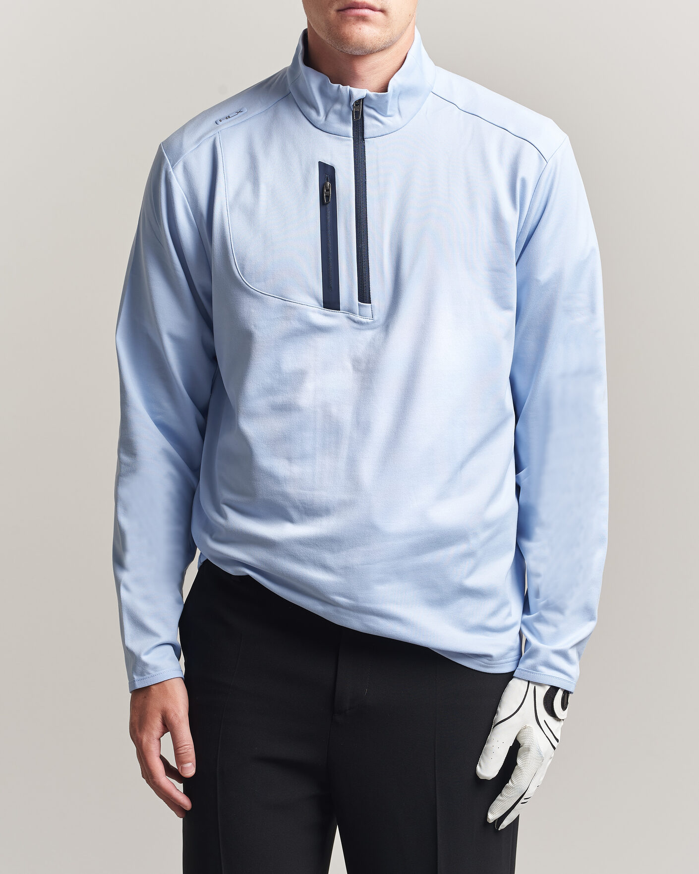 Men | Golf Clothing | Polo Ralph Lauren | Luxury Jersey Half Zip Pebble Blue