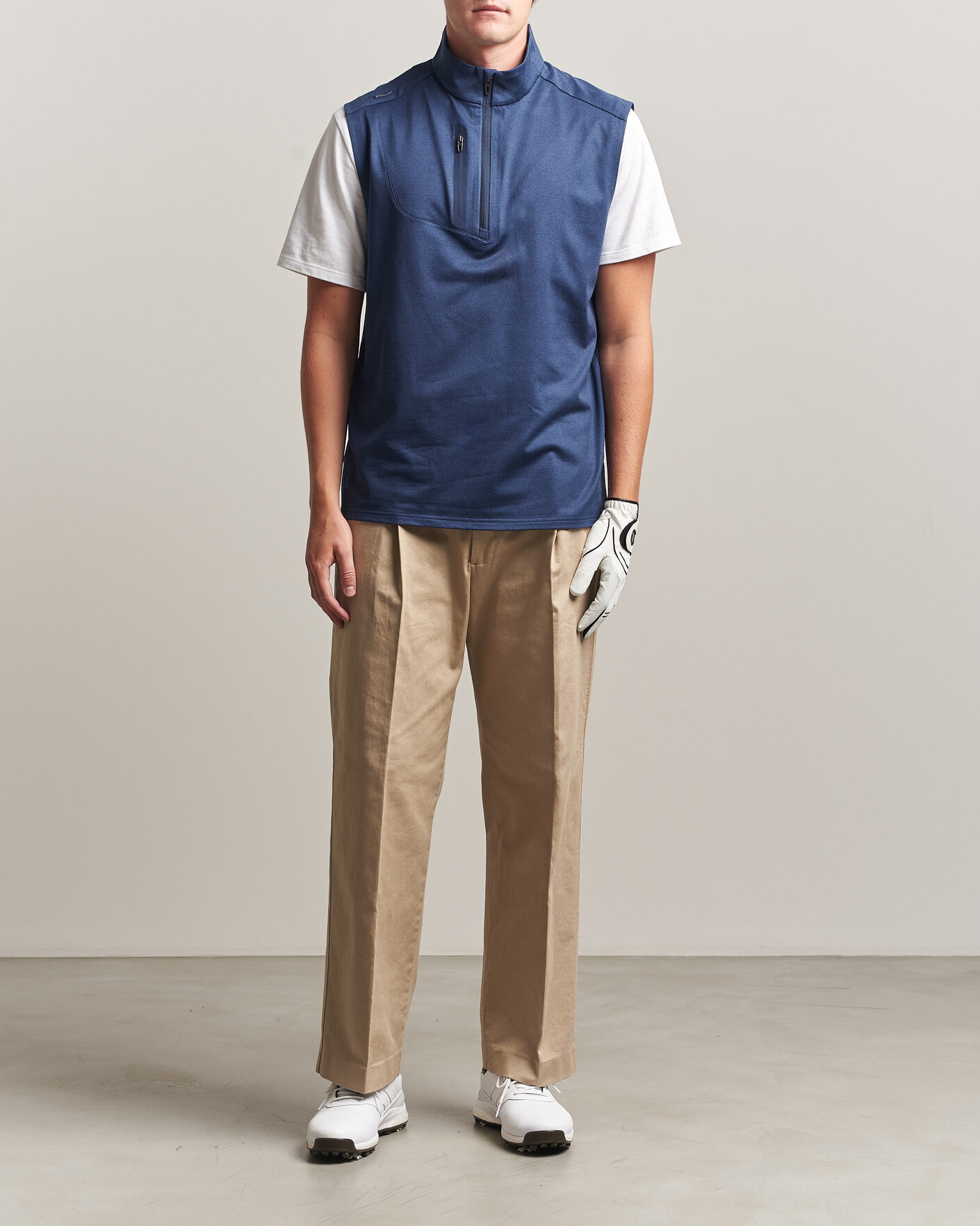 Men | Sweaters & Knitwear | RLX Ralph Lauren | Luxury Jersey Vest Half Zip Spring Navy Heather