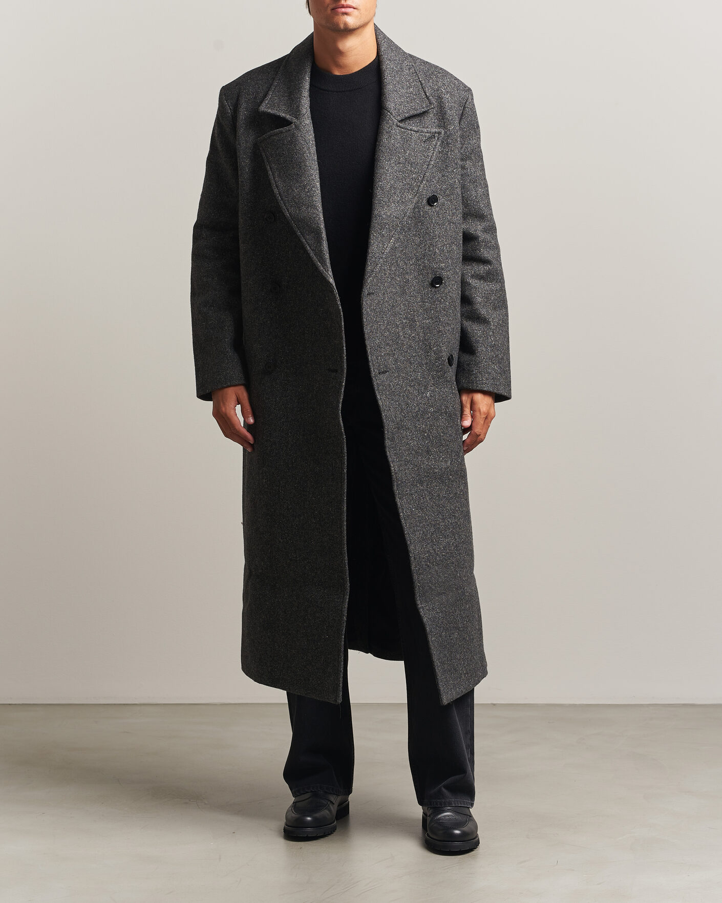 Men | Coats & Jackets | Samsøe Samsøe | Vince Wool Double Breasted Coat Dark Grey Melange