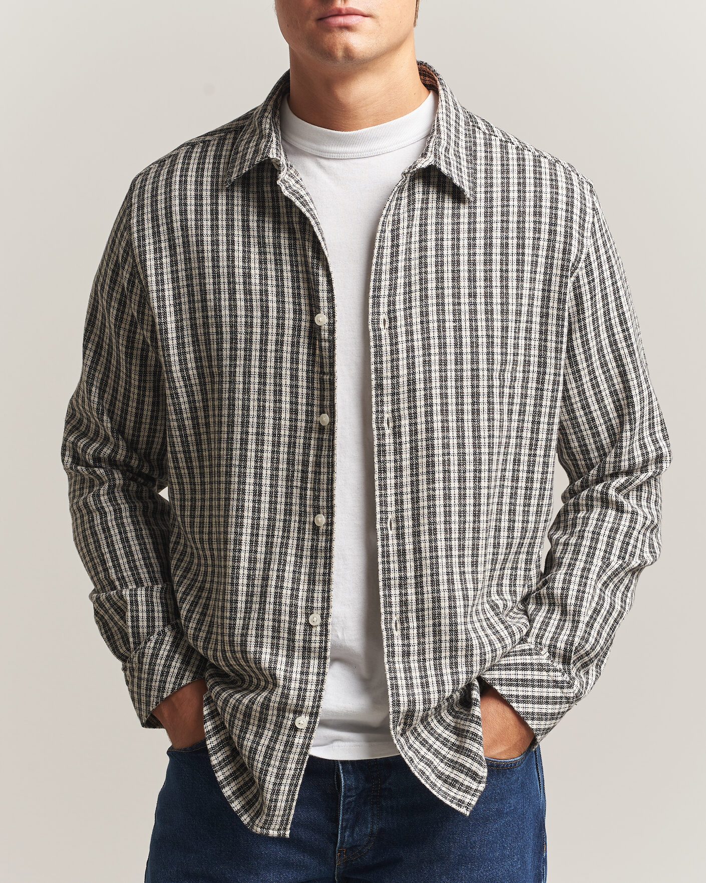 Men | Shirts | Samsøe Samsøe | Ryan Brushed Cotton Checked Shirt Brown