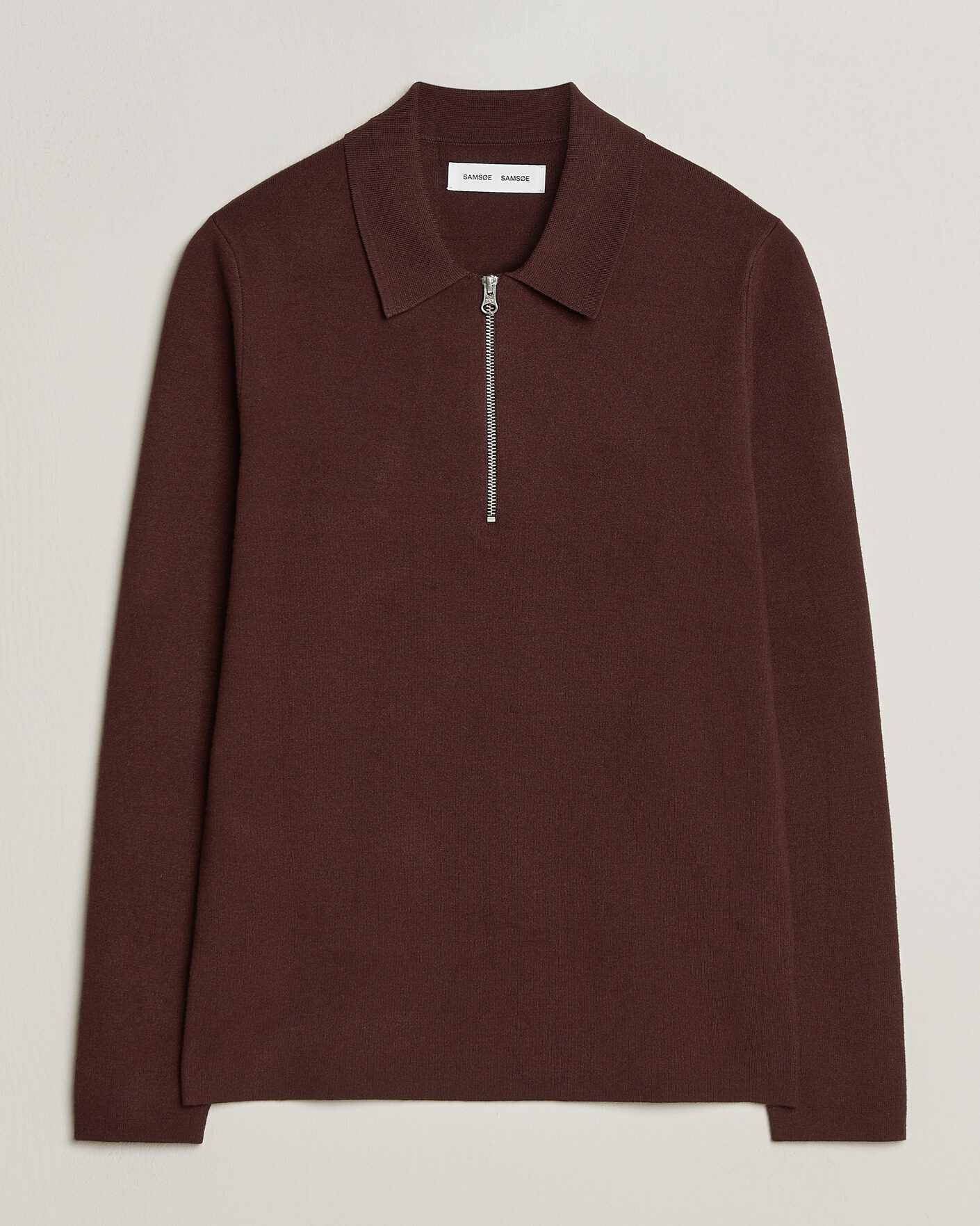 Men | Sweaters & Knitwear | Samsøe Samsøe | Guna Half Zip Bitter Chocolate