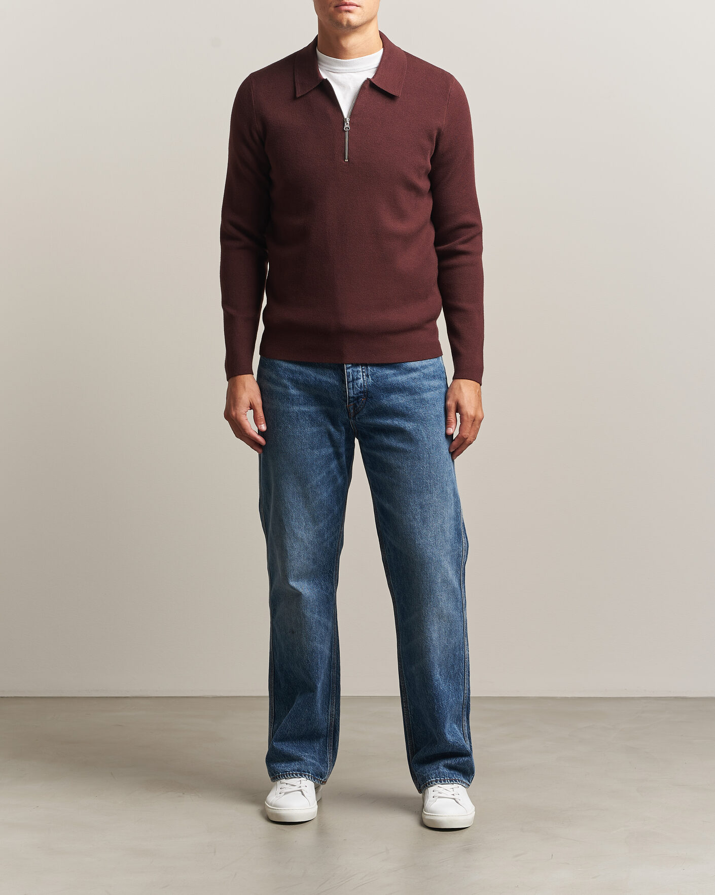 Men | Sweaters & Knitwear | Samsøe Samsøe | Guna Half Zip Bitter Chocolate